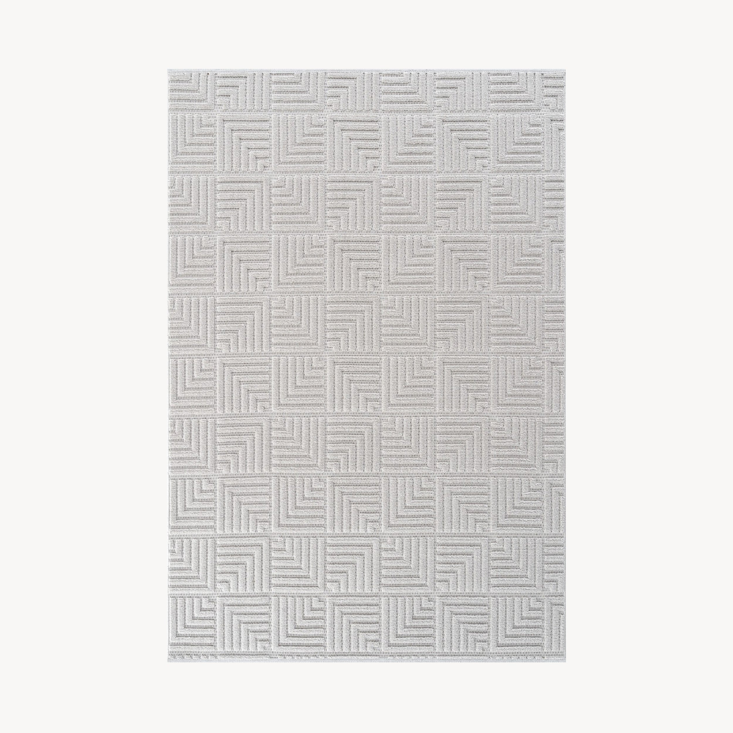 Tapis rectangulaire Pietro 200x290 cm, Gris avec motif géométrique rectangulaire