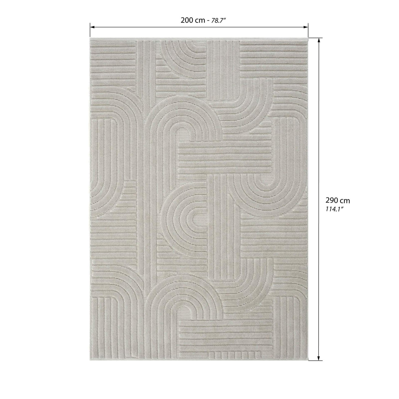 Teppich rechteckig Pietro 200x290 cm, Grau mit kreisförmigem geometrischem Muster - Immagine tecnica 1