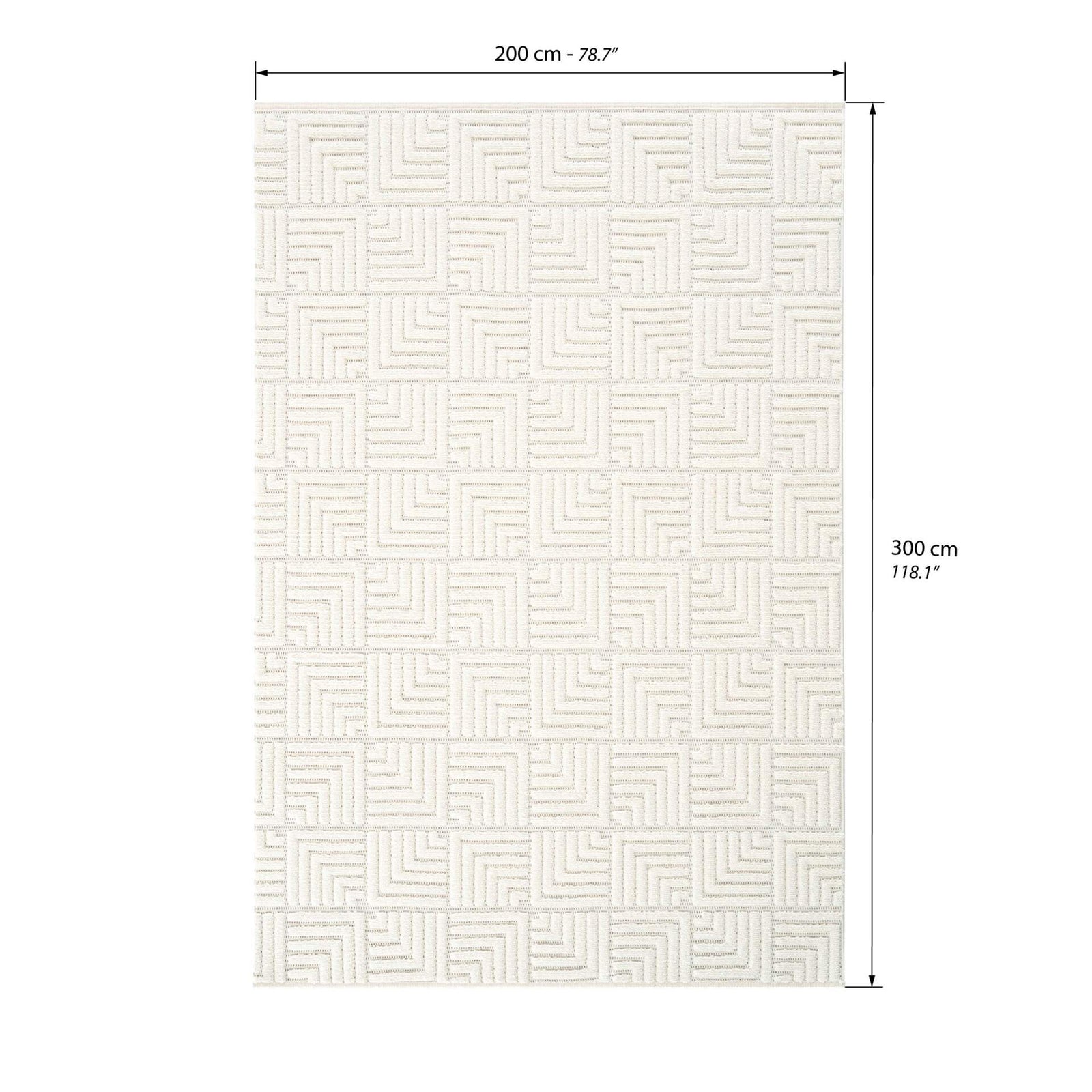 Rectangular rug Pietro 200x300 cm, Cream with rectangular geometric pattern - Immagine tecnica 1