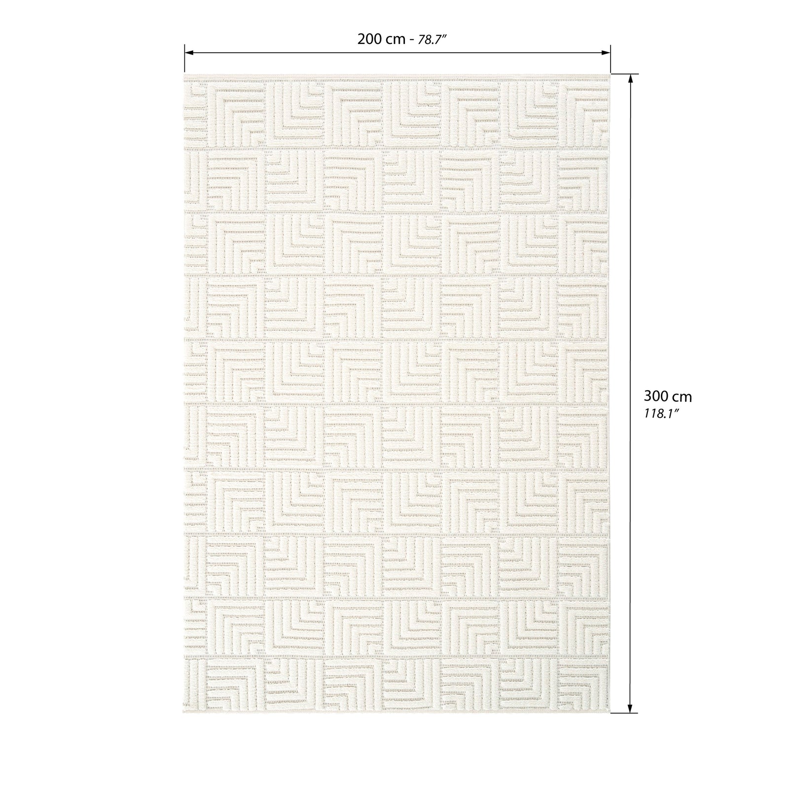 Rectangular rug Pietro 200x300 cm, Cream with rectangular geometric pattern - Immagine tecnica 1