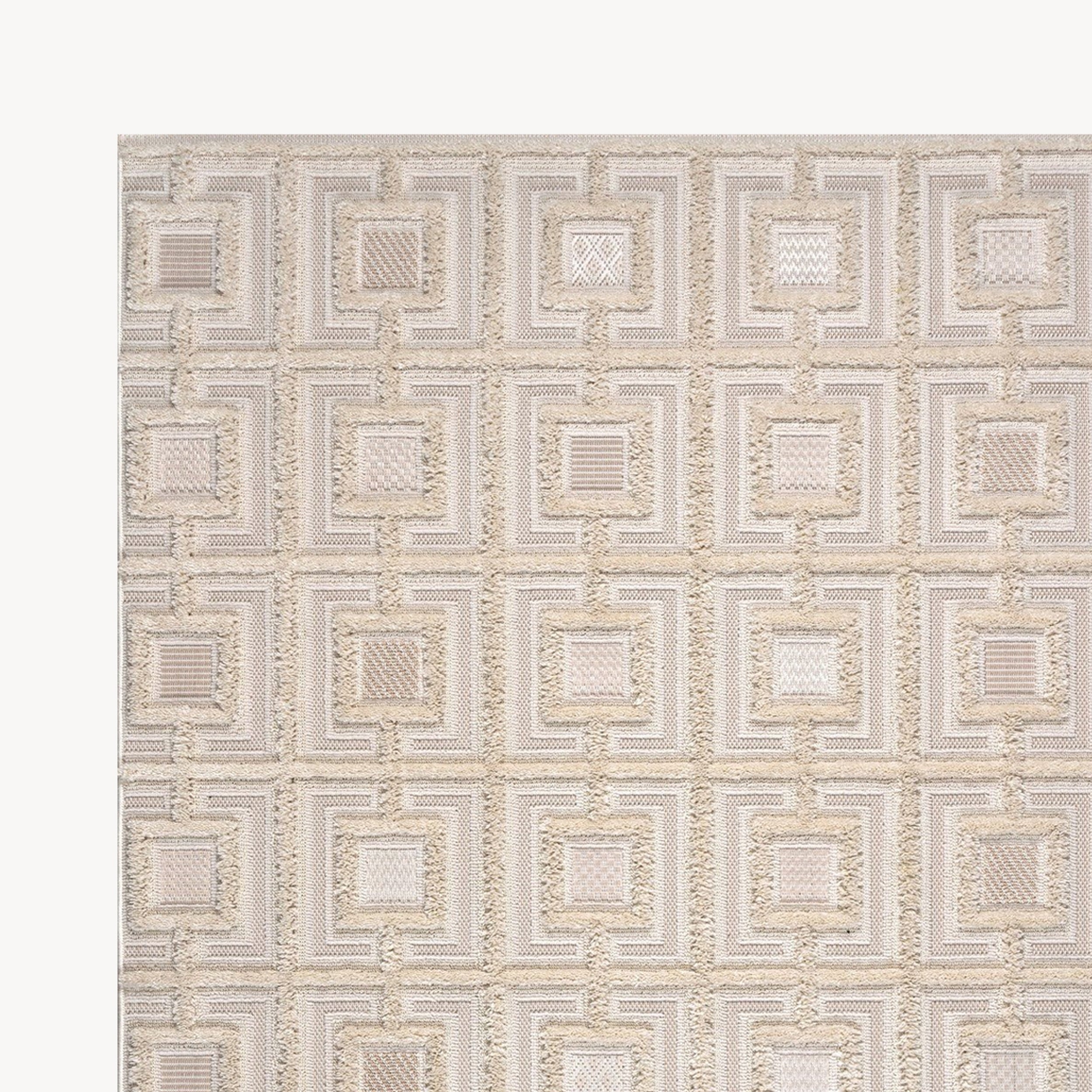 Alfombra rectangular Teseo 160x230 cm, Color crema con diseño a cuadros