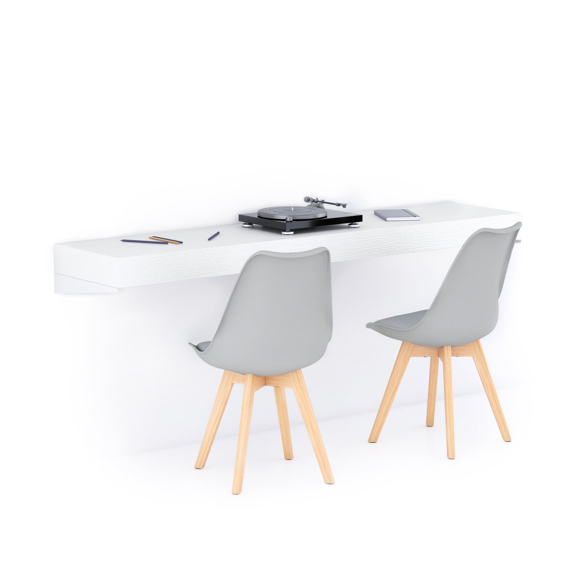 Scrivania sospesa a muro Evolution 180x40, Bianco Frassino - Immagine principale