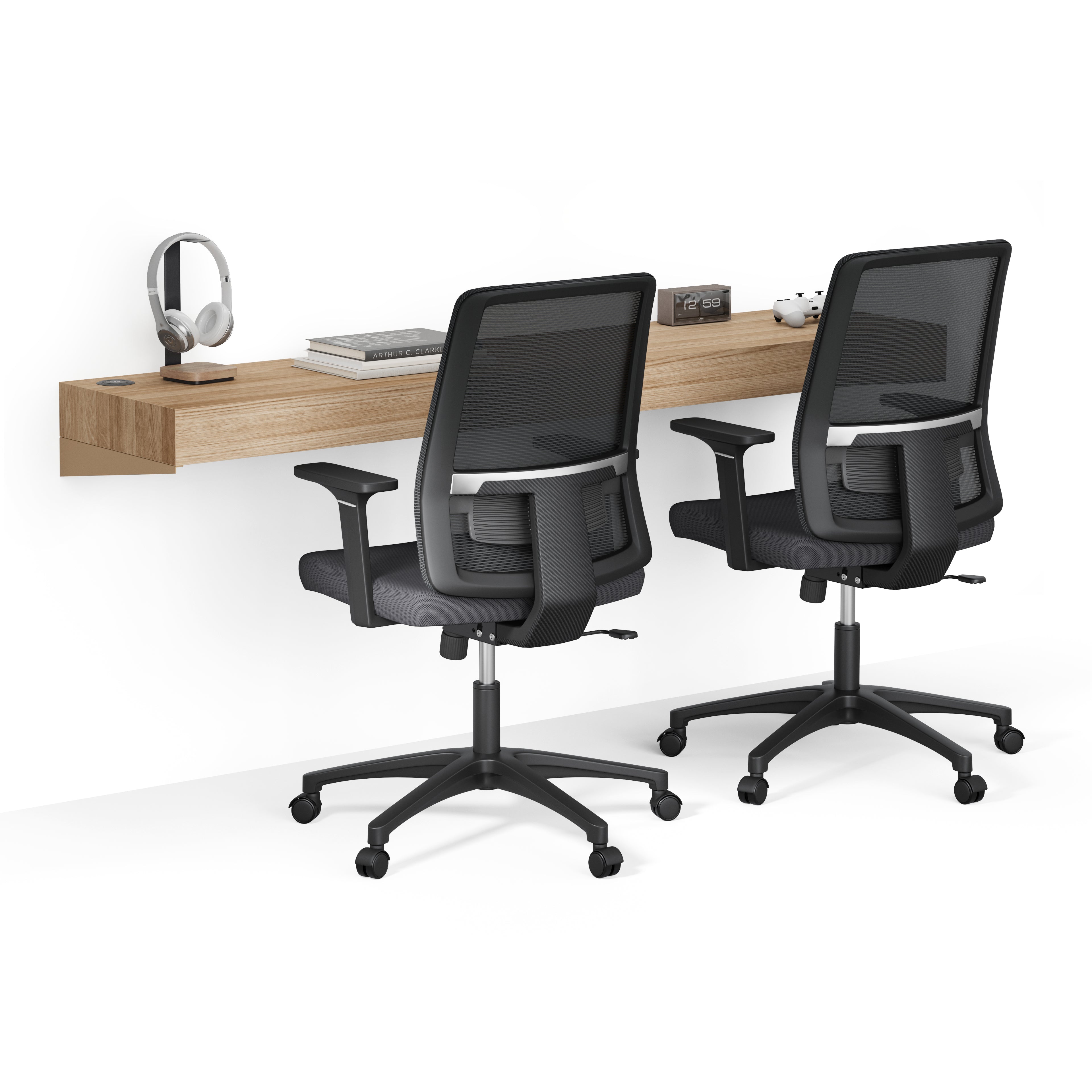 Evolution Wandschreibtisch 180 x 40 mit kabellosem Ladegerät, Wildeiche - Main image