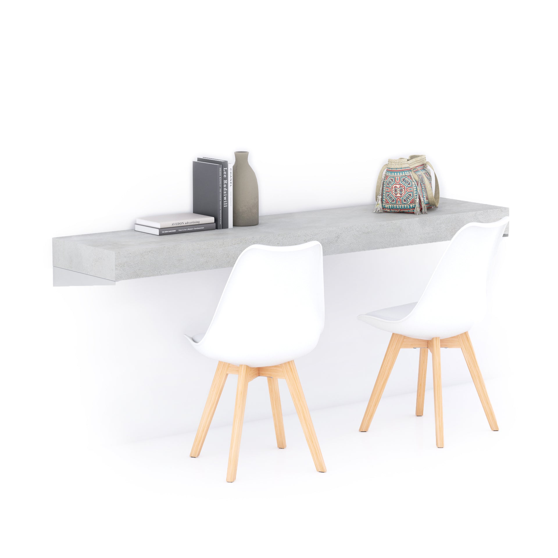 Escritorio de pared Evolution 180x40, Cemento Gris