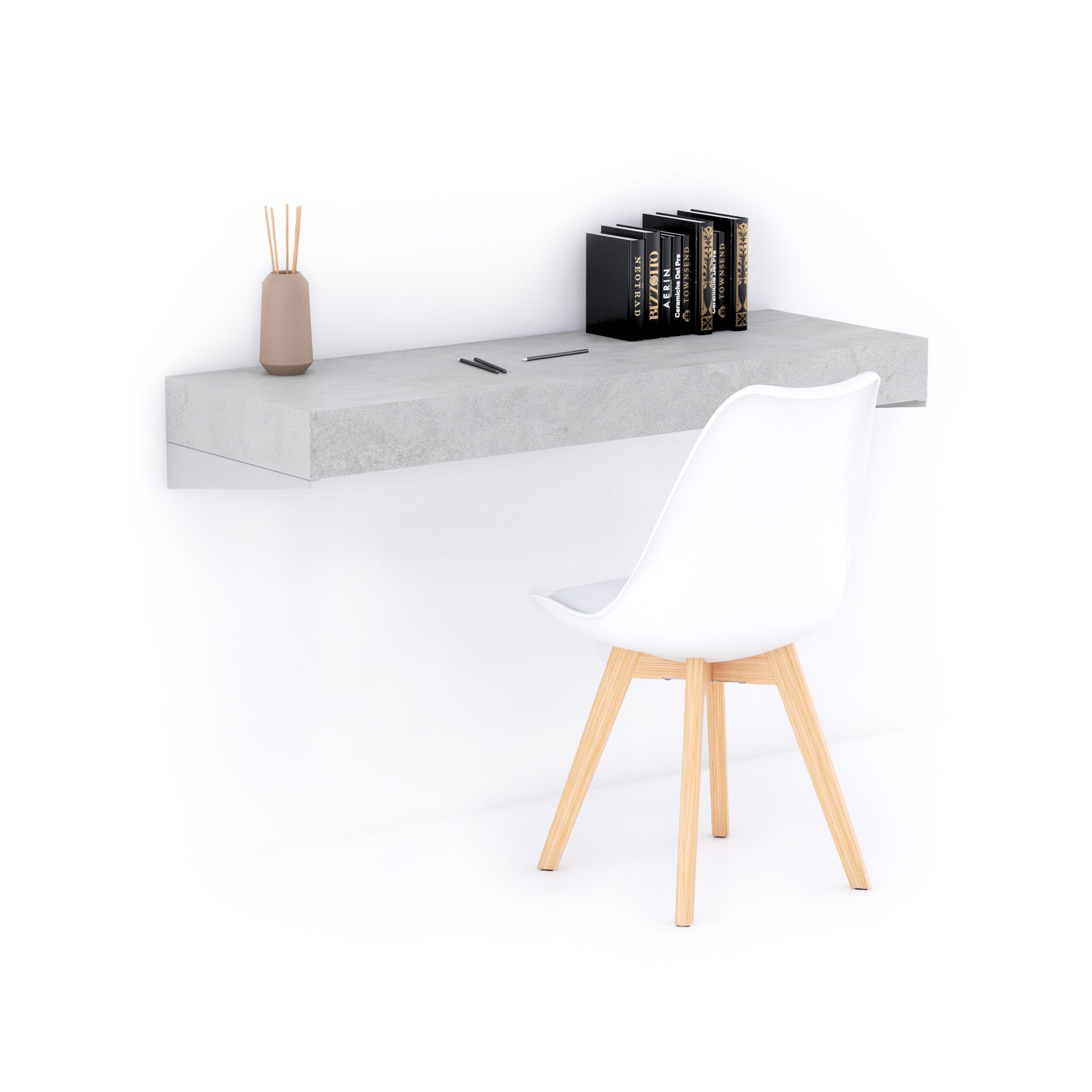 Scrivania sospesa a muro Evolution 120x40, Grigio Cemento