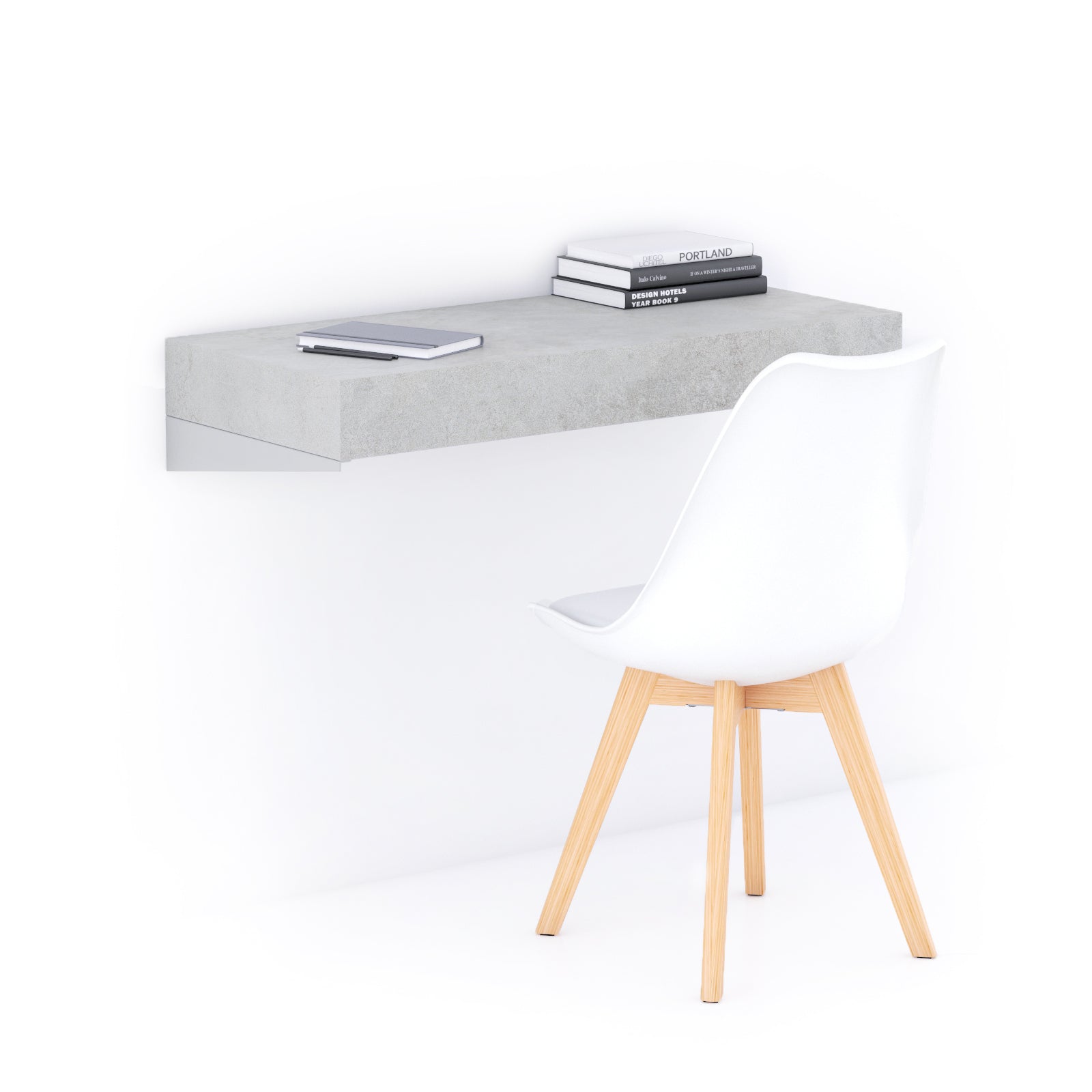 Scrivania sospesa a muro Evolution 90x40, Grigio Cemento - Immagine principale