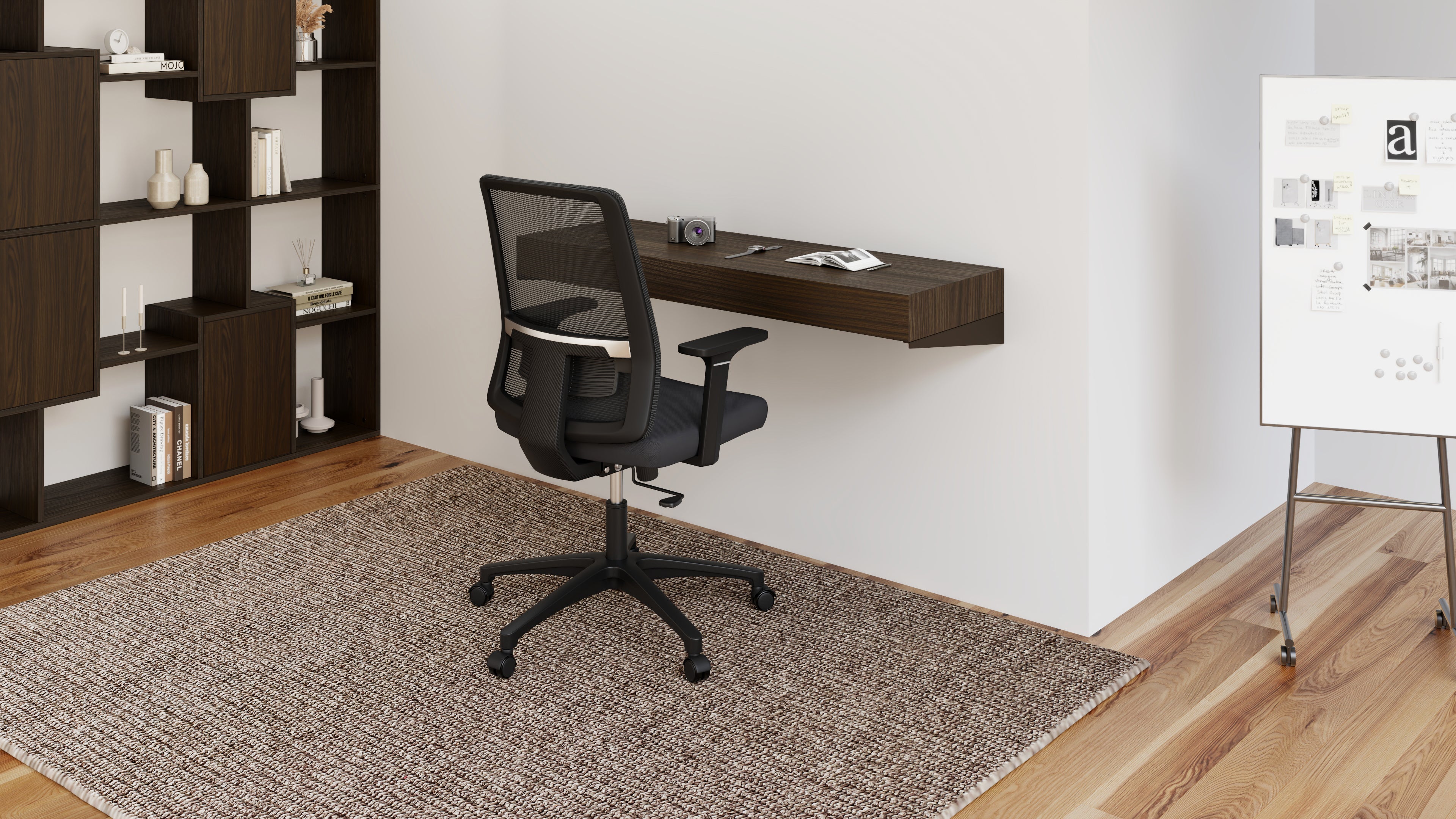 Scrivania sospesa a muro Evolution 120x40, Noce Scuro - Immagine ambientata 1