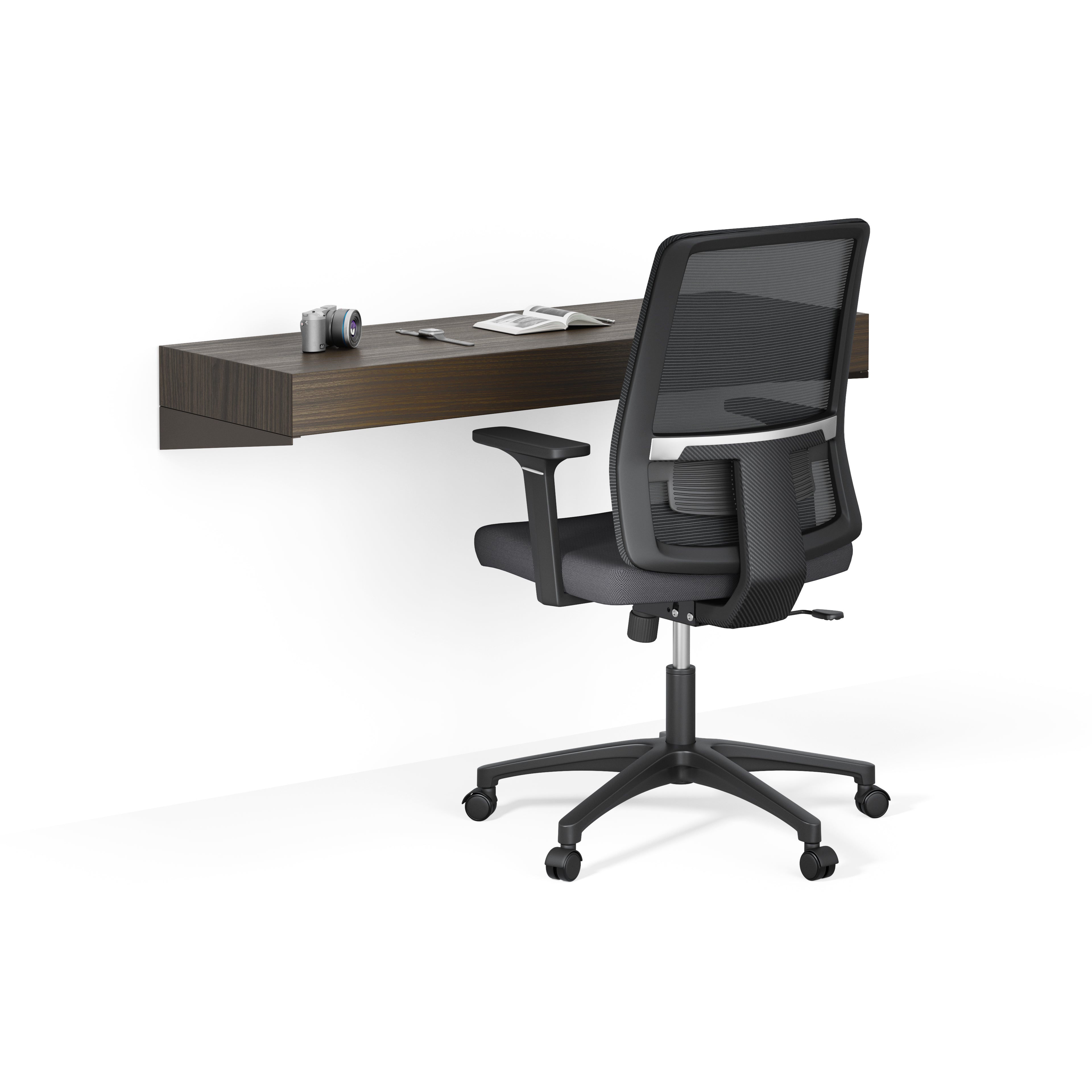 Scrivania sospesa a muro Evolution 120x40, Noce Scuro - Immagine principale