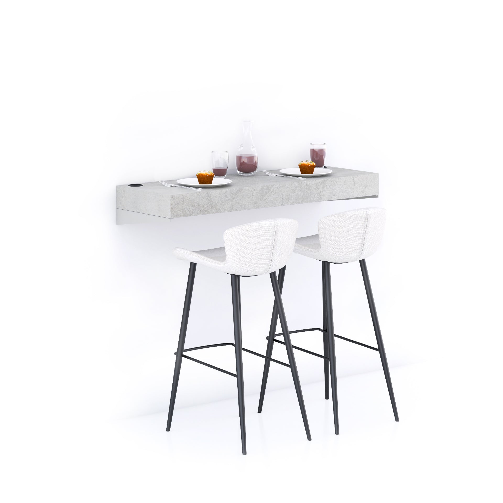 Mensolone Da Bar Evolution 120x40, Grigio Cemento con Caricatore Wireless