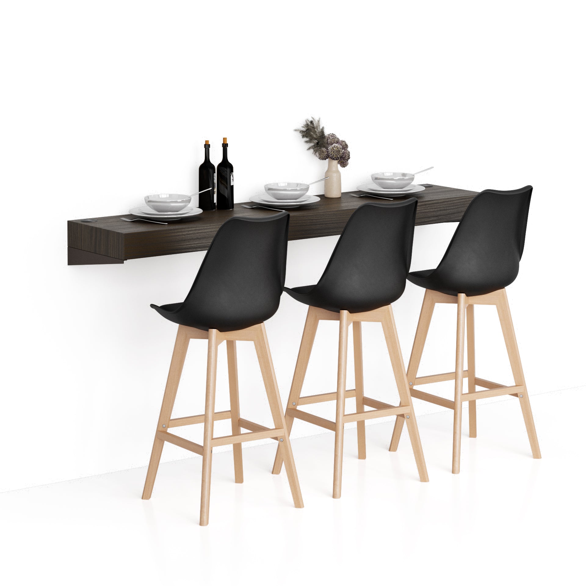 Mensolone Da Bar Evolution 180x40, Noce Scuro con Caricatore Wireless - Immagine principale