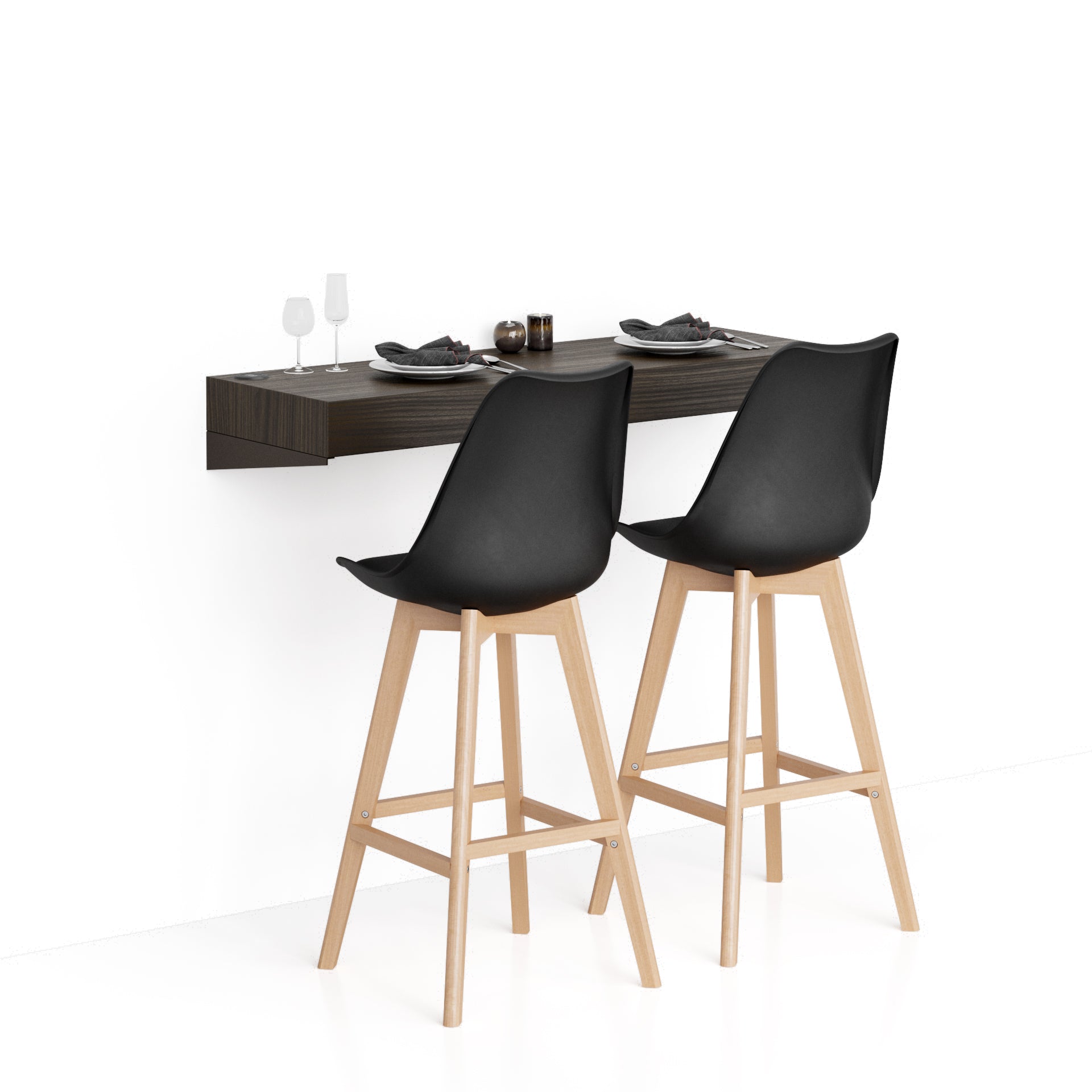 Mensolone Da Bar Evolution 120x40, Noce Scuro con Caricatore Wireless