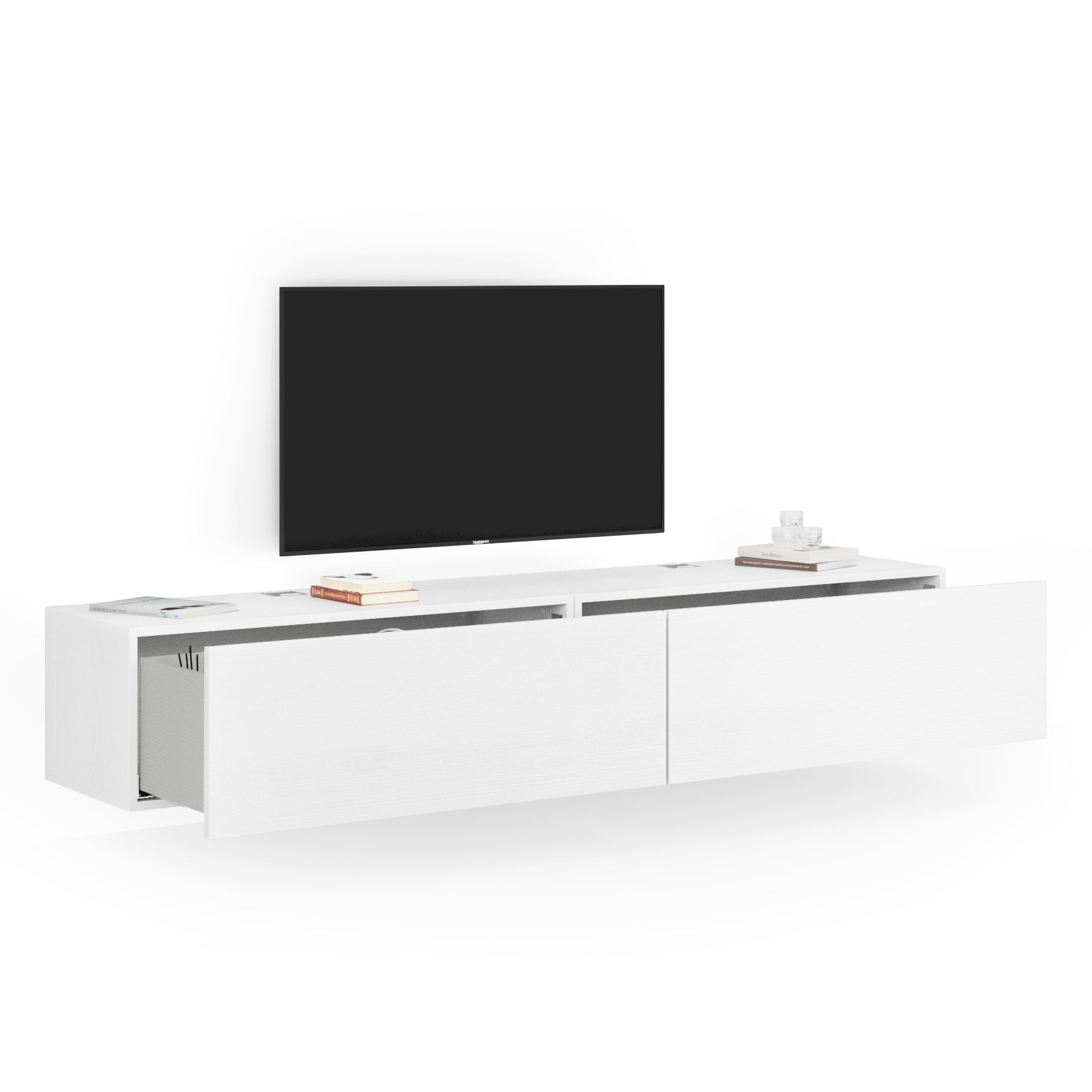 Easy Living Room Wall Unit 1, Ashwood White, 81.9x17.3x14.2 in