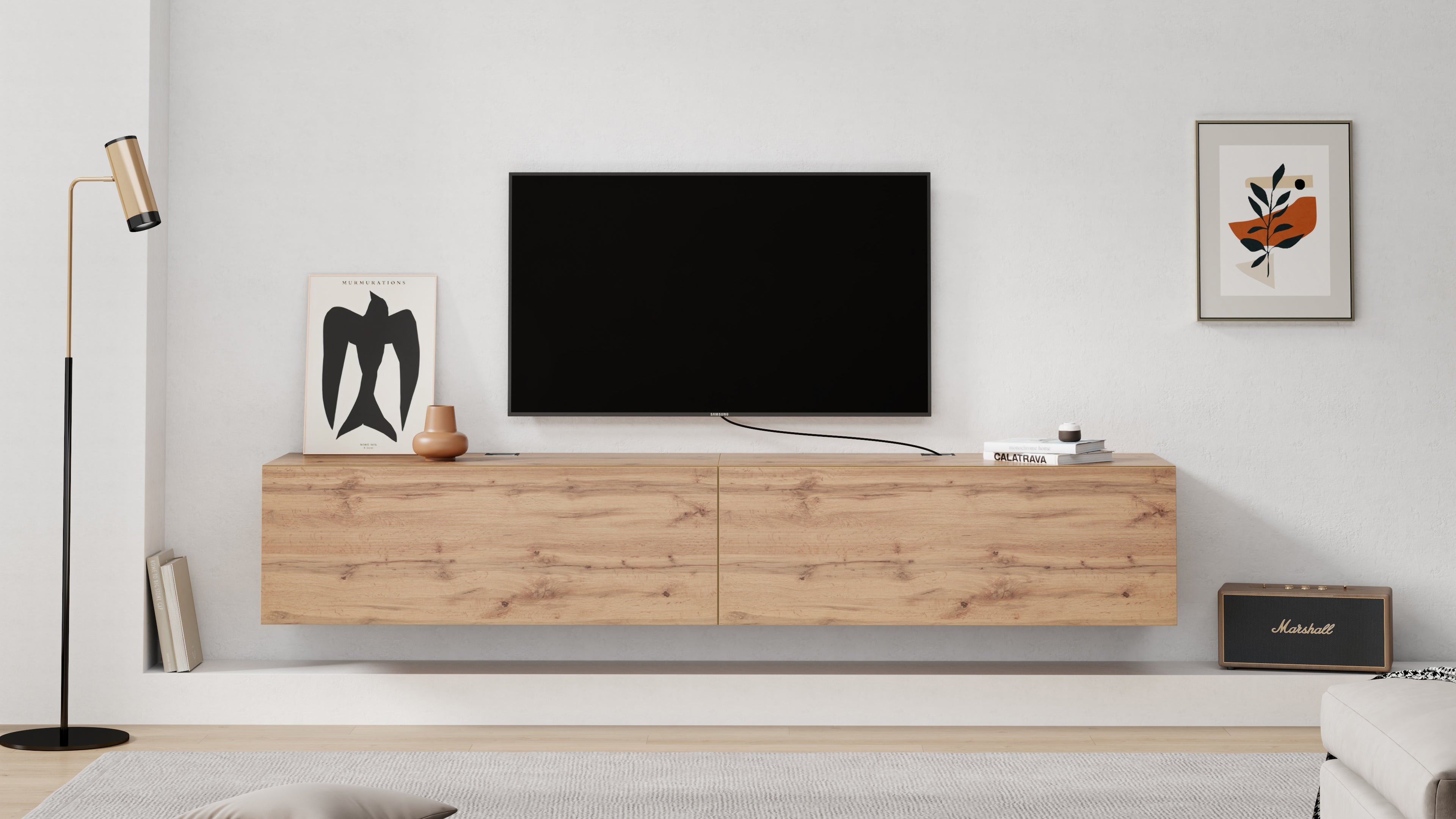 Wohnzimmerwand Easy 1, Rustikale Eiche, 208x44x36 cm - Set image 1