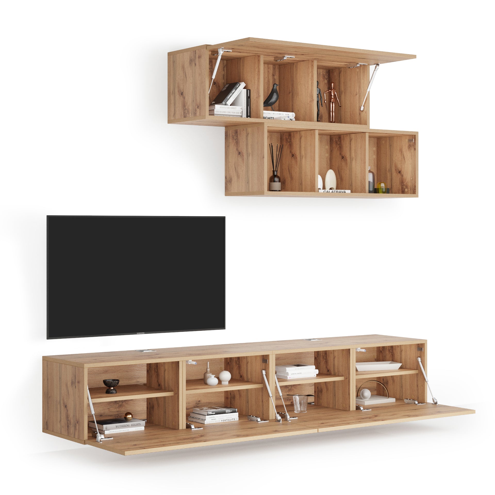 Ensemble Mural Easy 3, Bois Rustique, 208x44x185 cm - Detail image 1