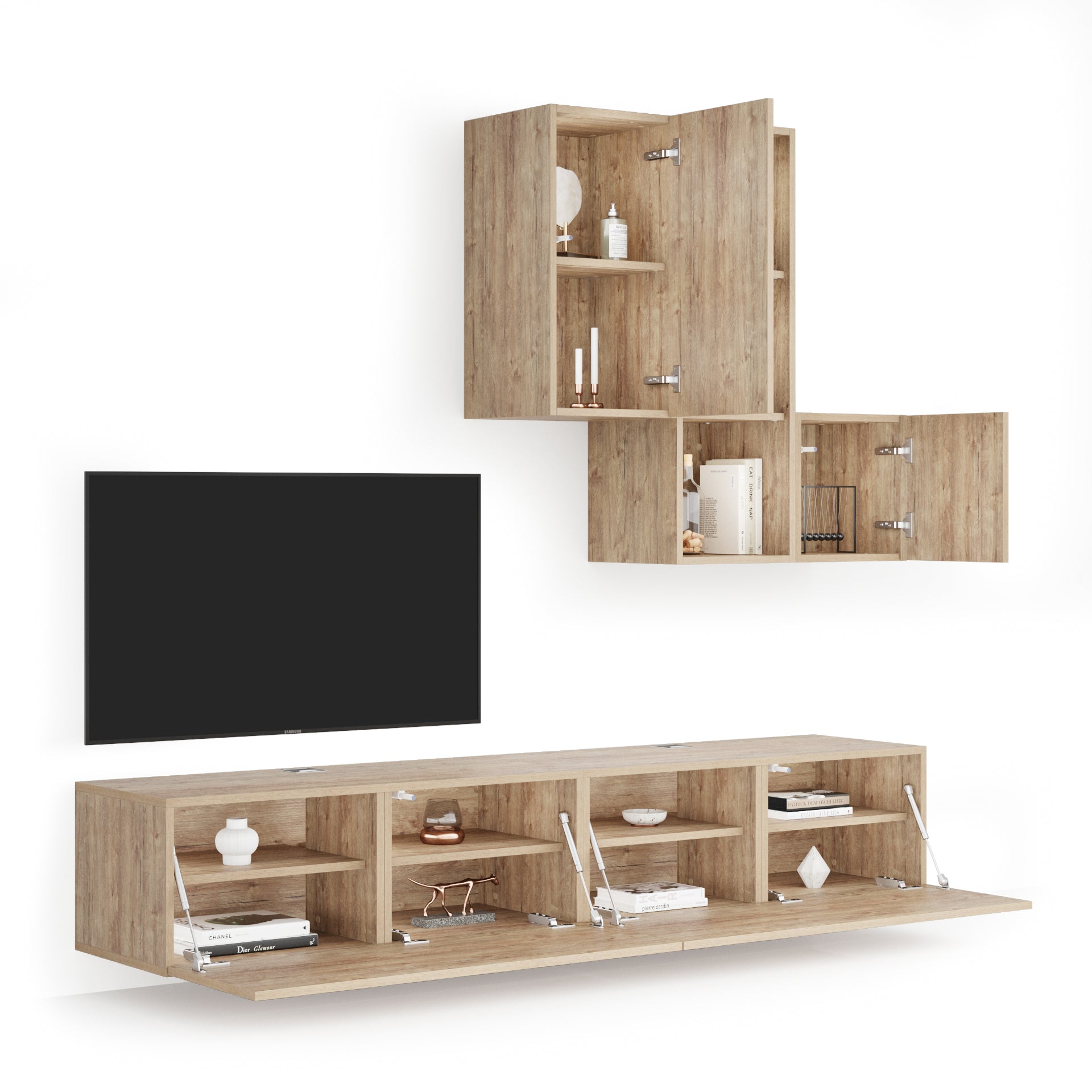 Easy Living Room Wall Unit 5, Oak, 208x44x185 cm - Detail image 1