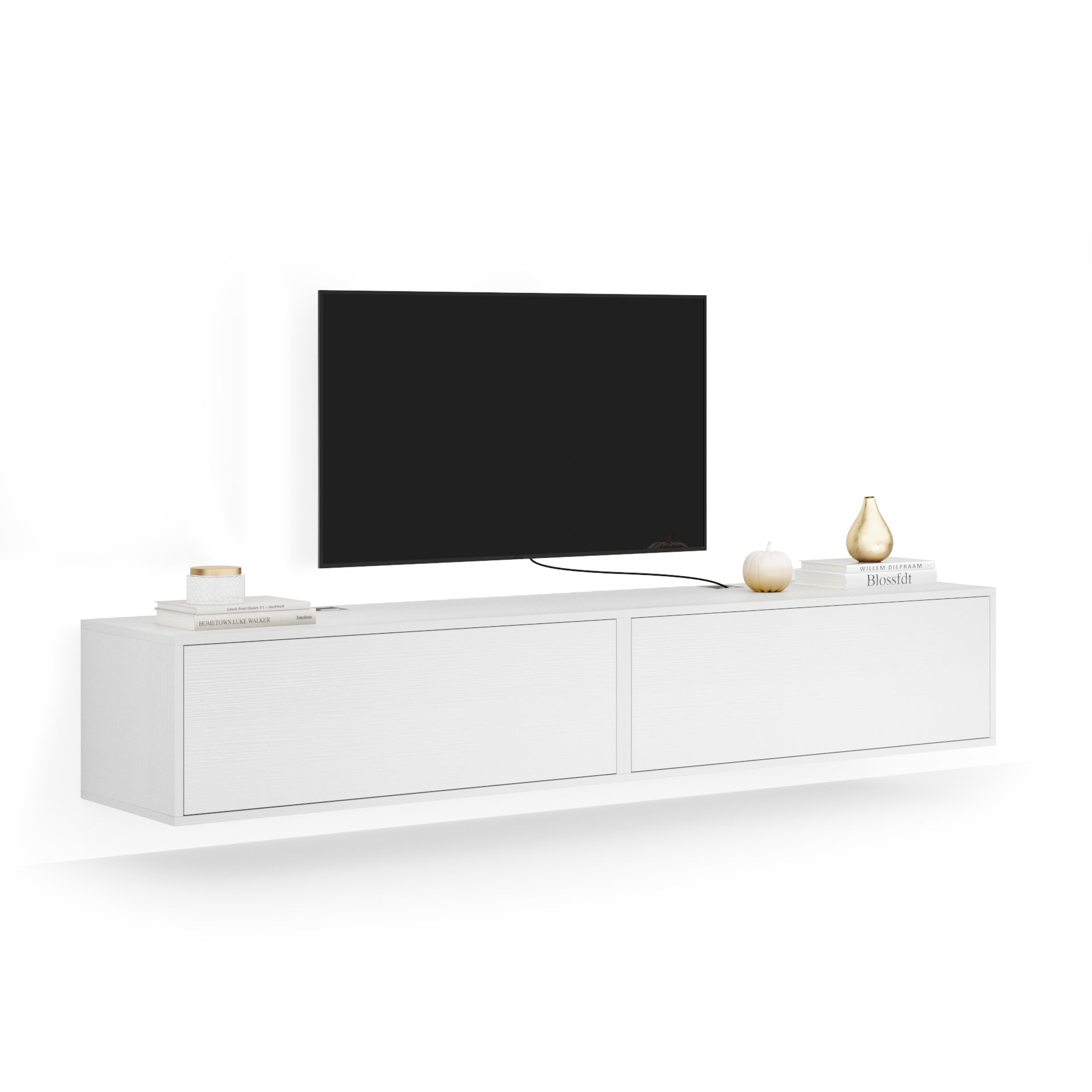 Iacopo Living Room Wall Unit 1, Ashwood White, 81.9x16.5x14.2 in