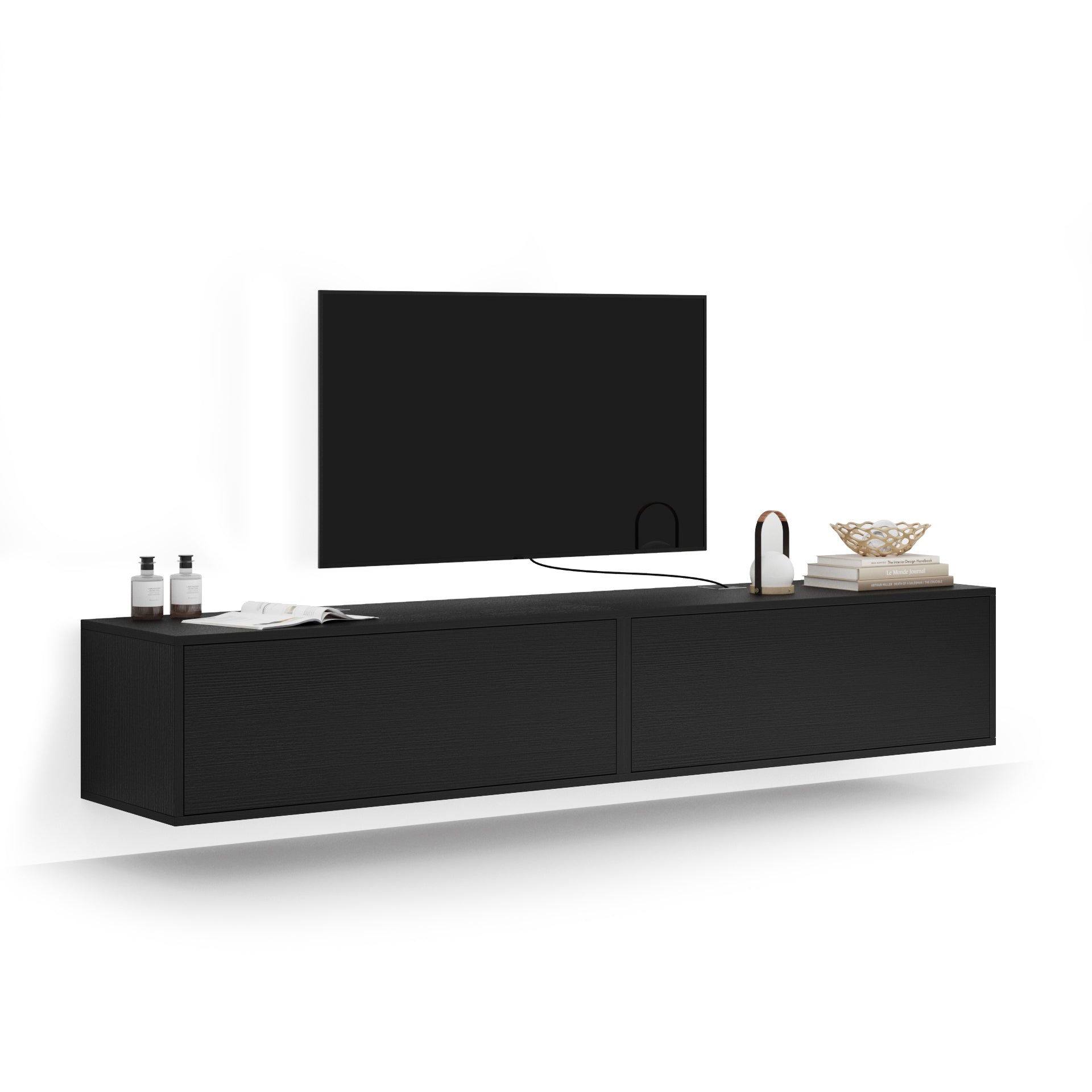 Iacopo Living Room Wall Unit 1, Ashwood Black, 81.9x16.5x14.2 in