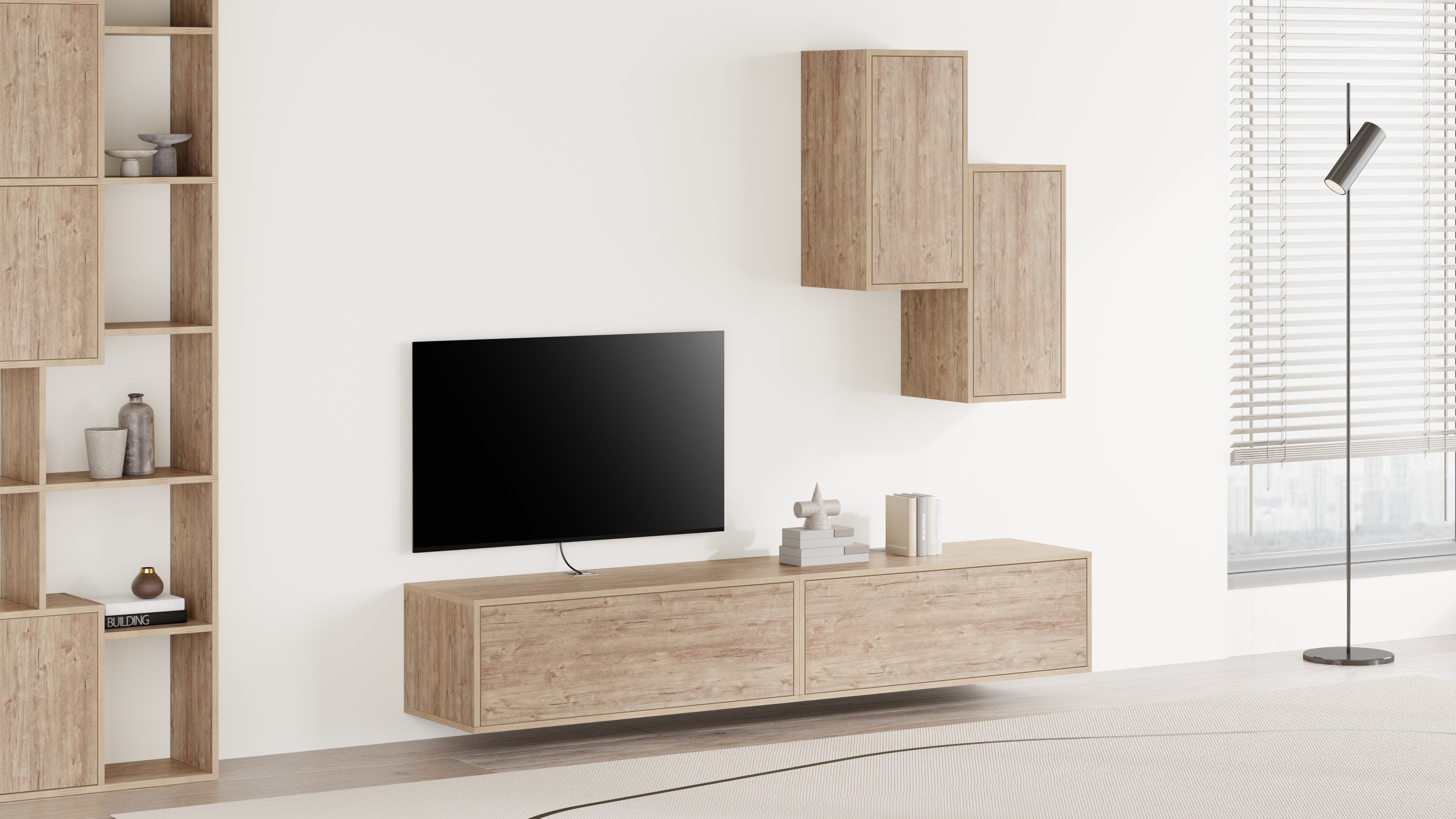 Iacopo Wall Unit 27.55 in, with Vertical Door, Oak - Set image 1