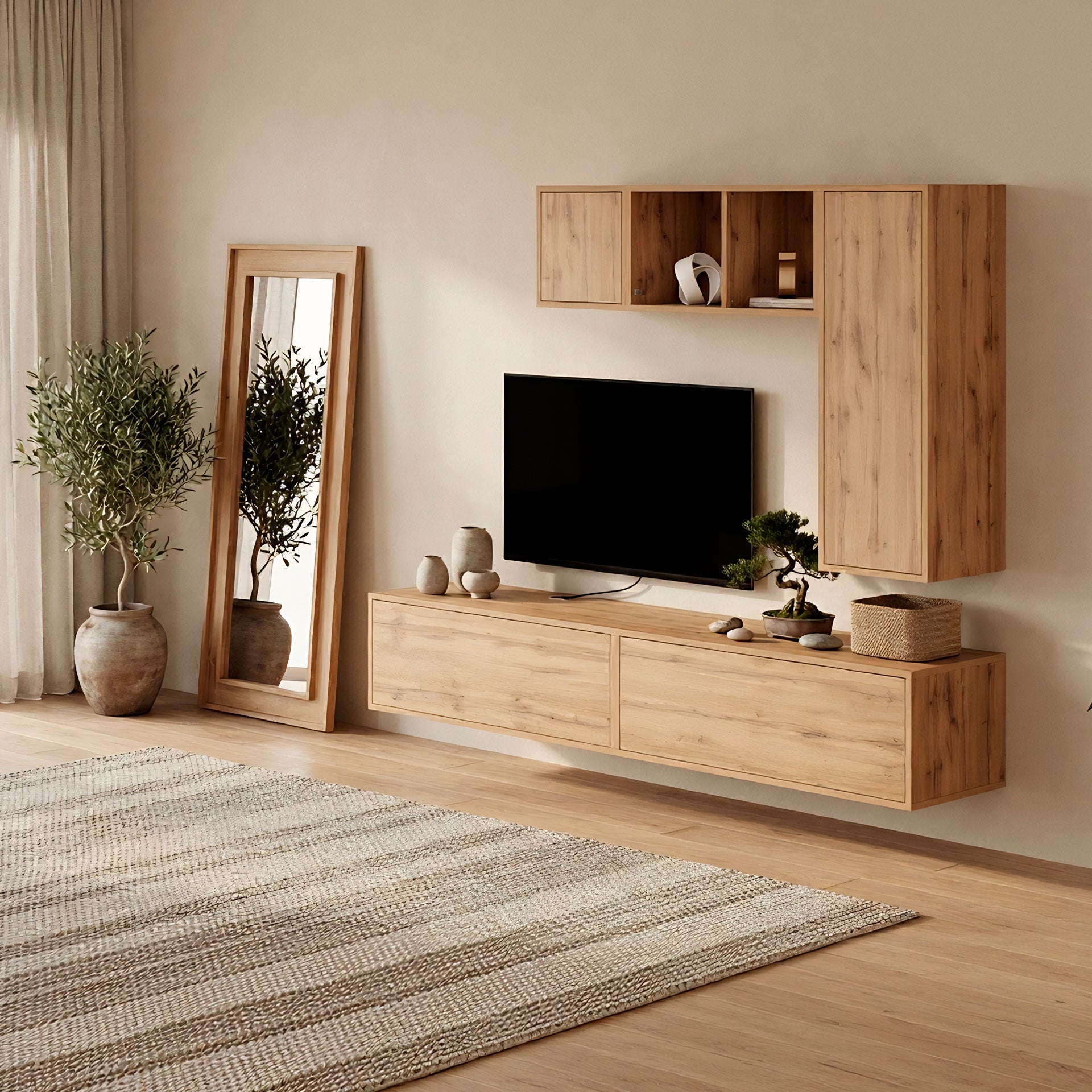 Wohnzimmerwand Iacopo 6, Rustikale Eiche, 208x42x160 cm - Set image 3