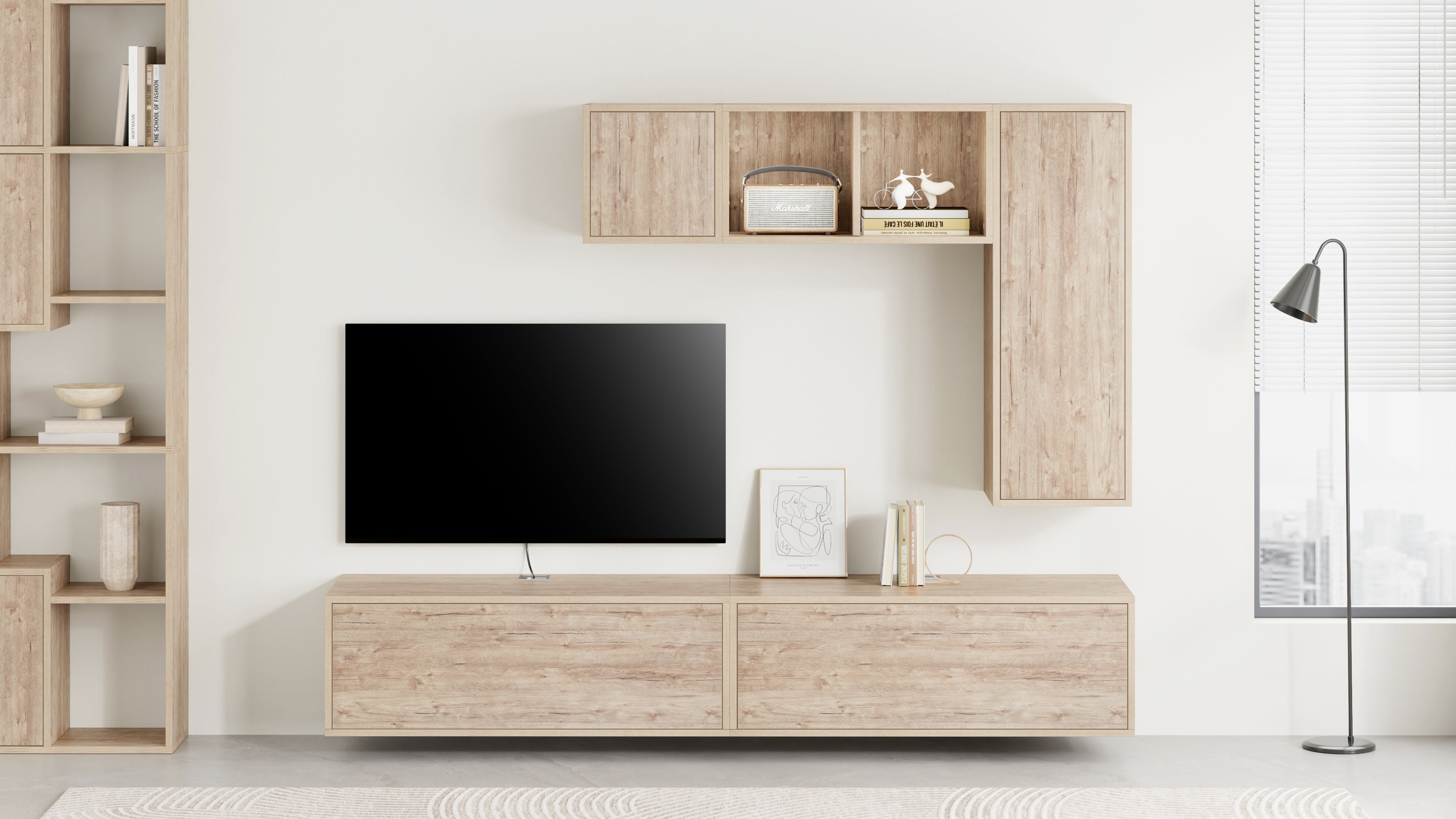 Wohnzimmerwand Iacopo 6, Eiche, 208x42x160 cm - Set image 1