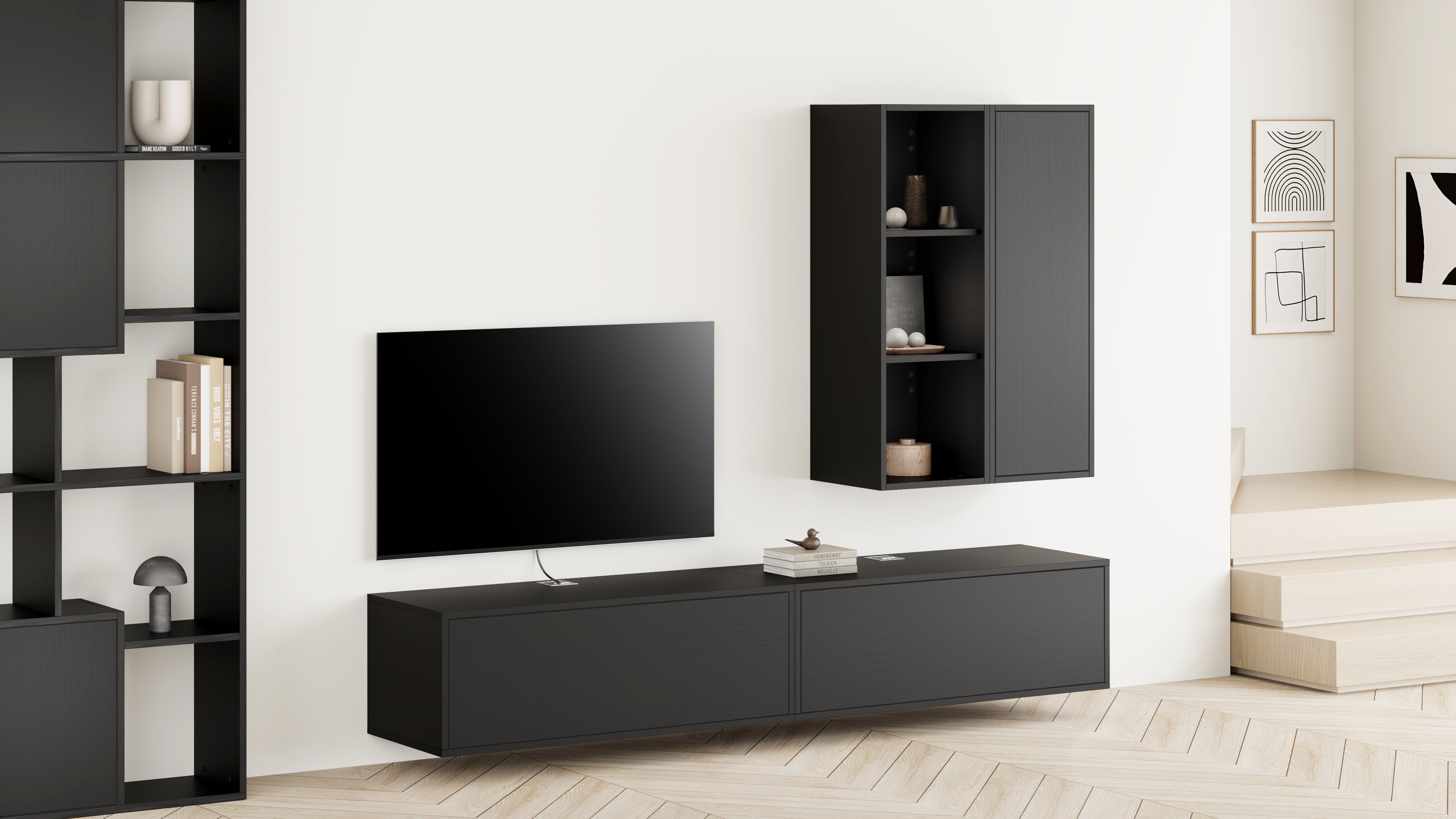 Iacopo Wall Unit 40.94 in, with Vertical Door, Ashwood Black - Set image 1