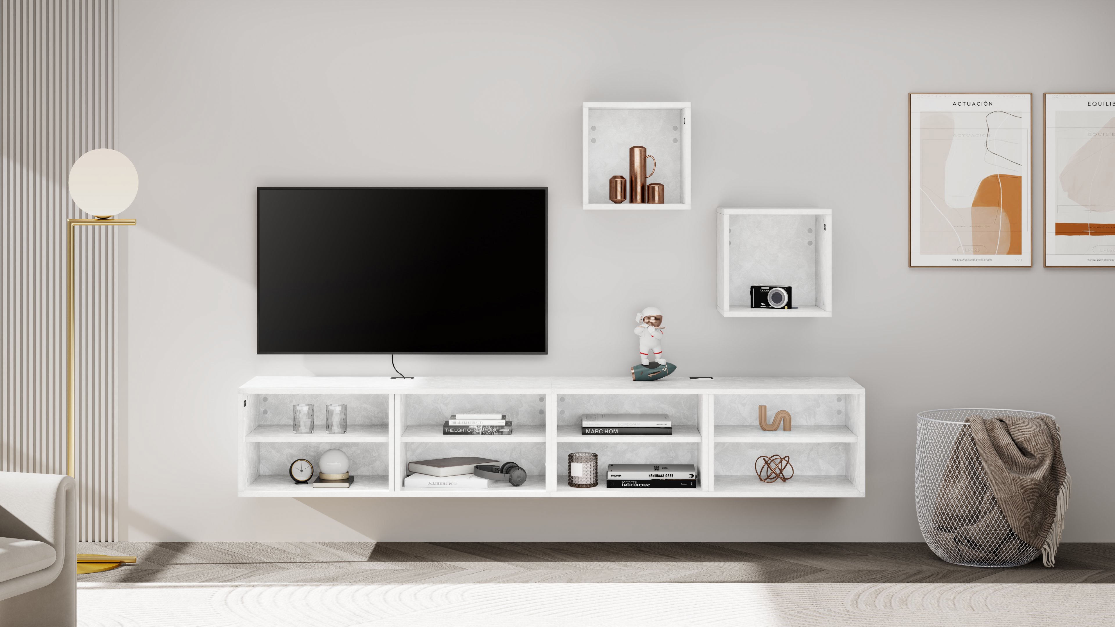 Pensile X 36 Senza Anta, Bianco Cemento - Immagine ambientata 2