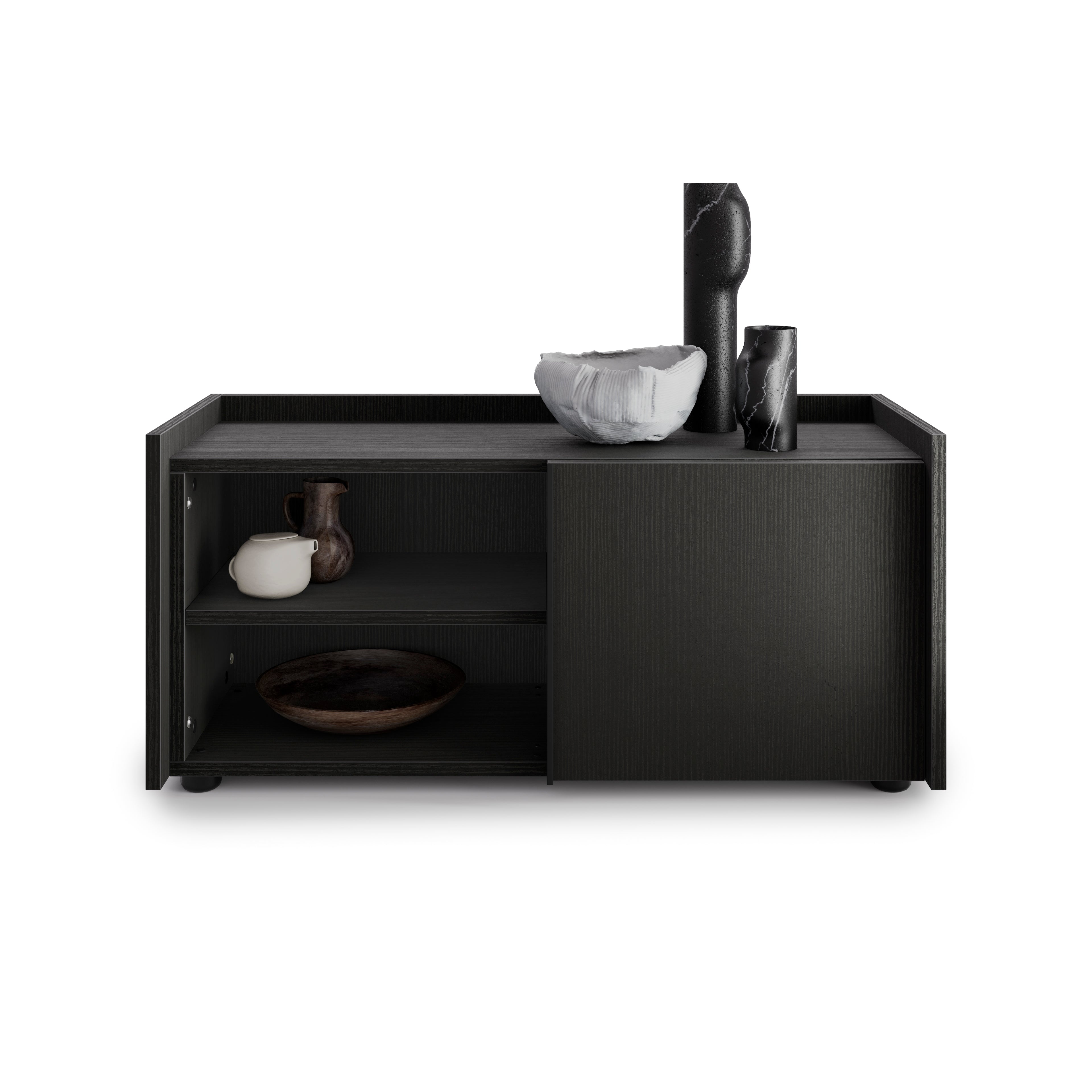 Romina Lage Kast (93.6x36x44 cm), 1 Deur, Zwart Essen