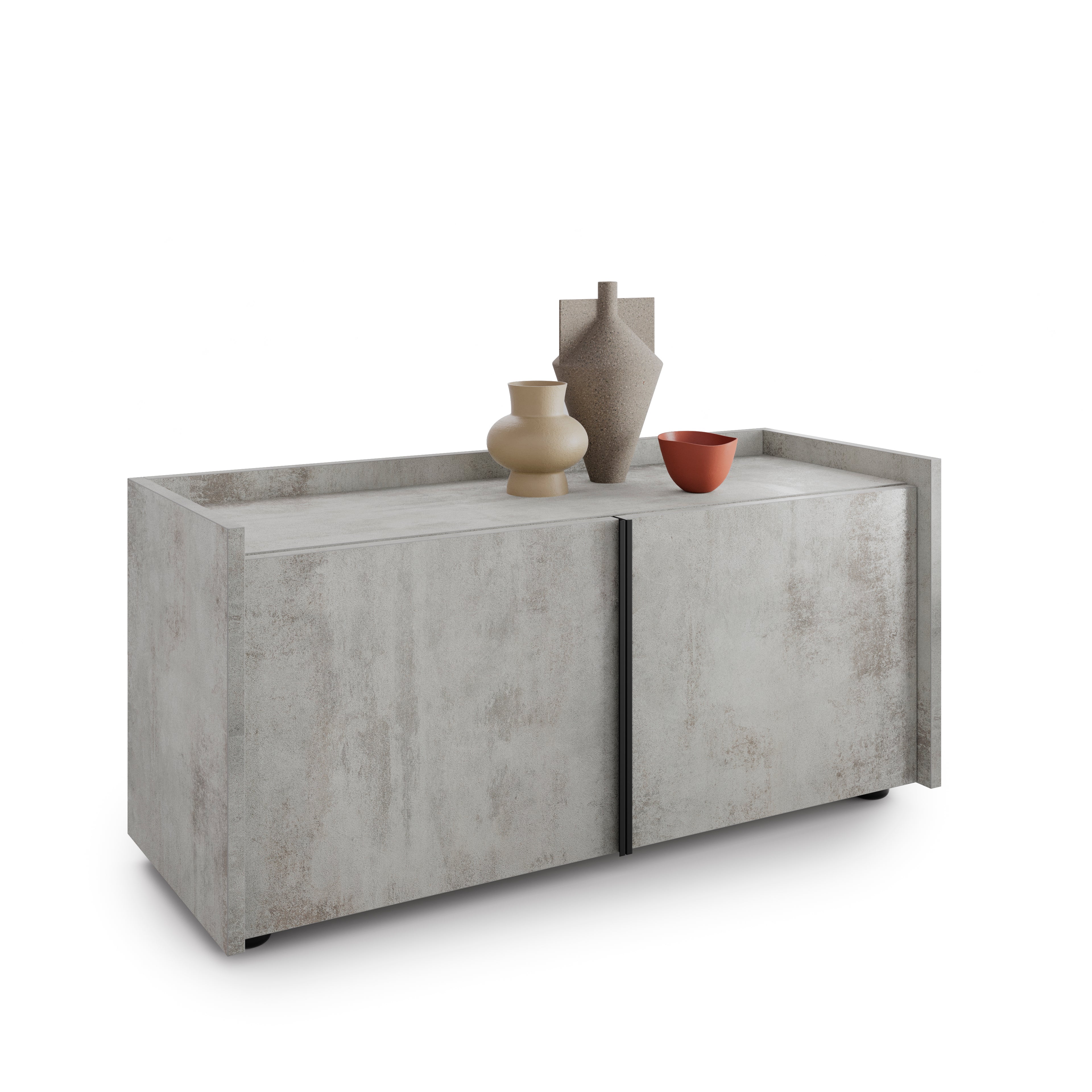 Lowboard Romina (93,6x36x44 cm), 2 Türen, Grauer Beton - Detail image 2