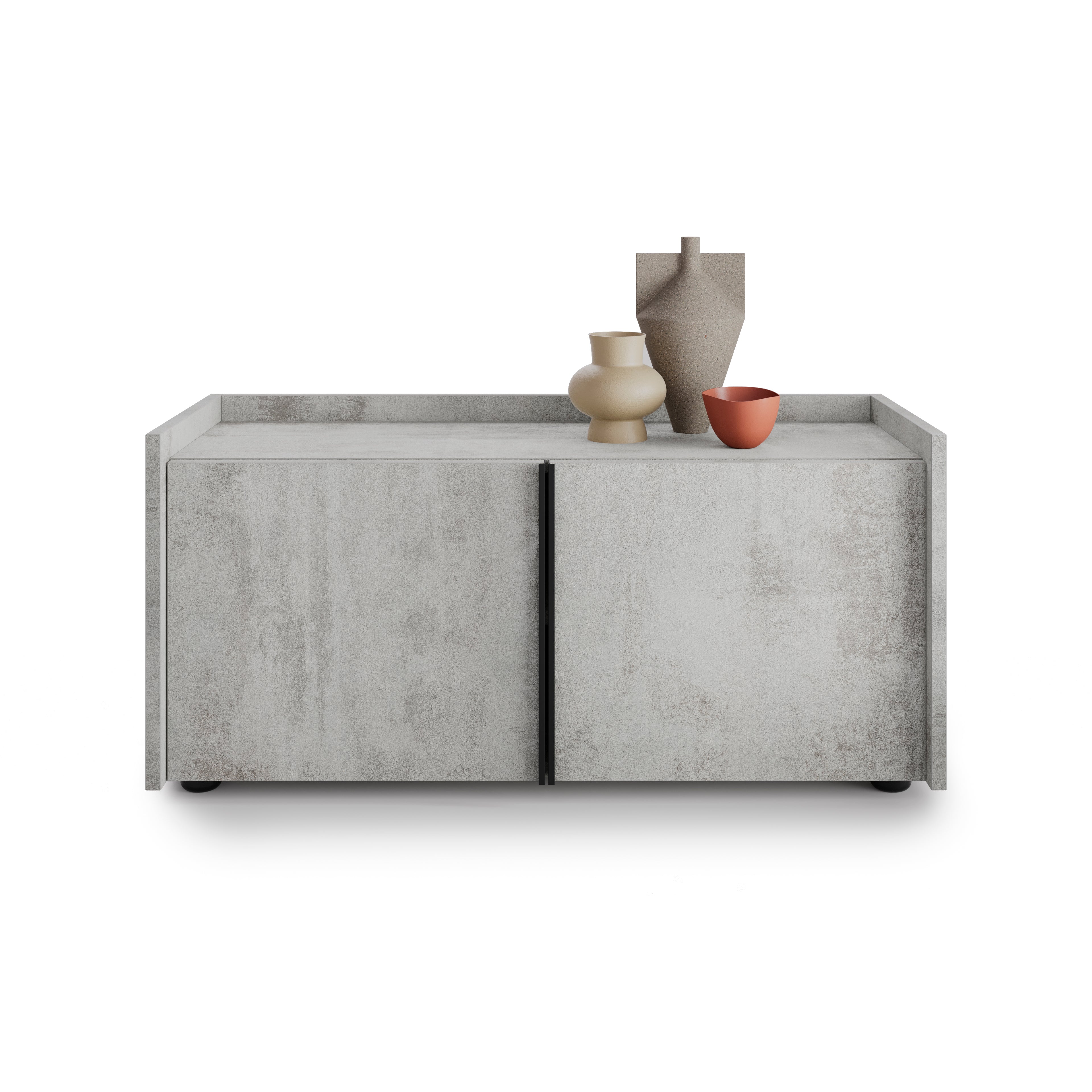 Lowboard Romina (93,6x36x44 cm), 2 Türen, Grauer Beton - Main image