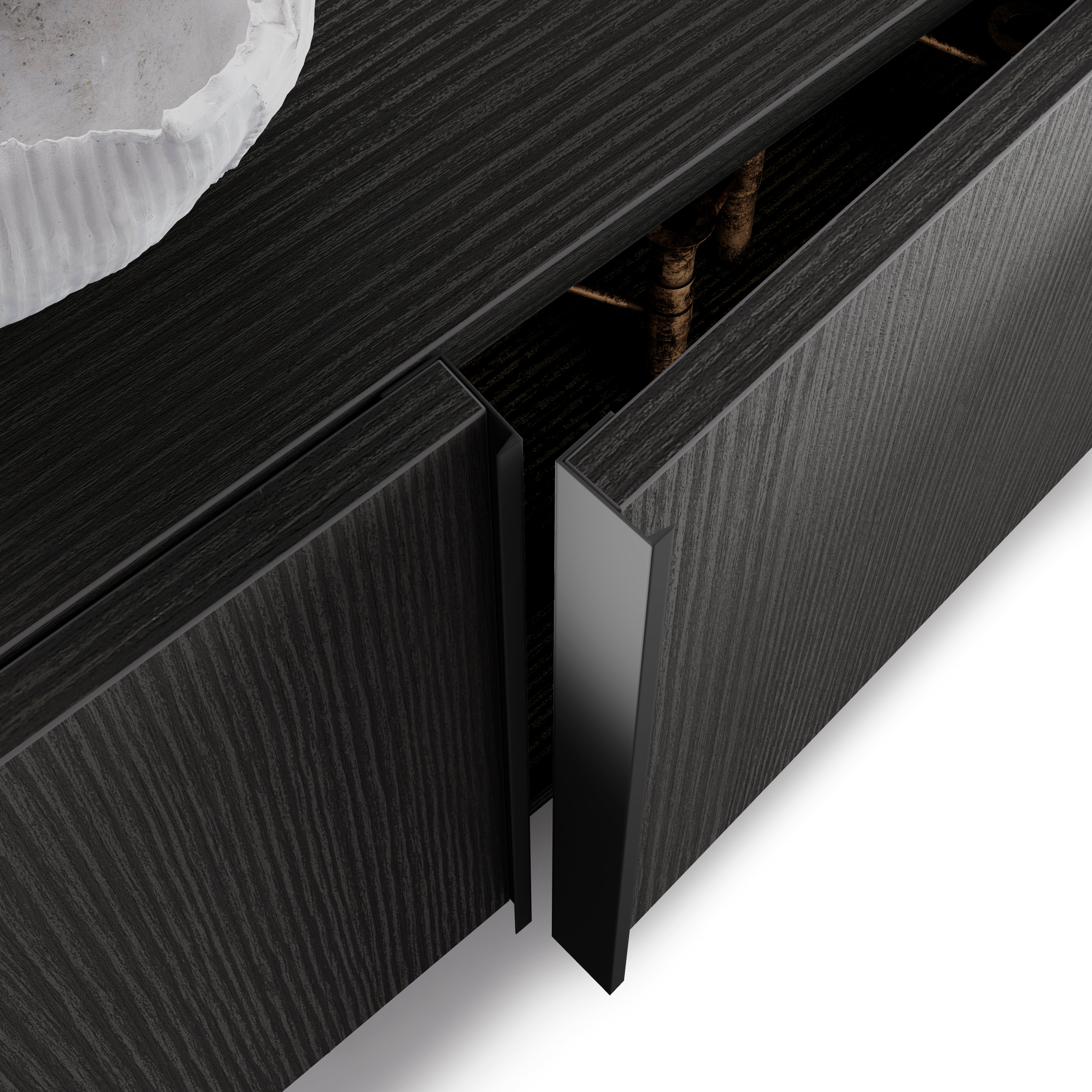 Lowboard Romina (273,6x36x44 cm), 6 Türen, Esche Schwarz - Detail image 3