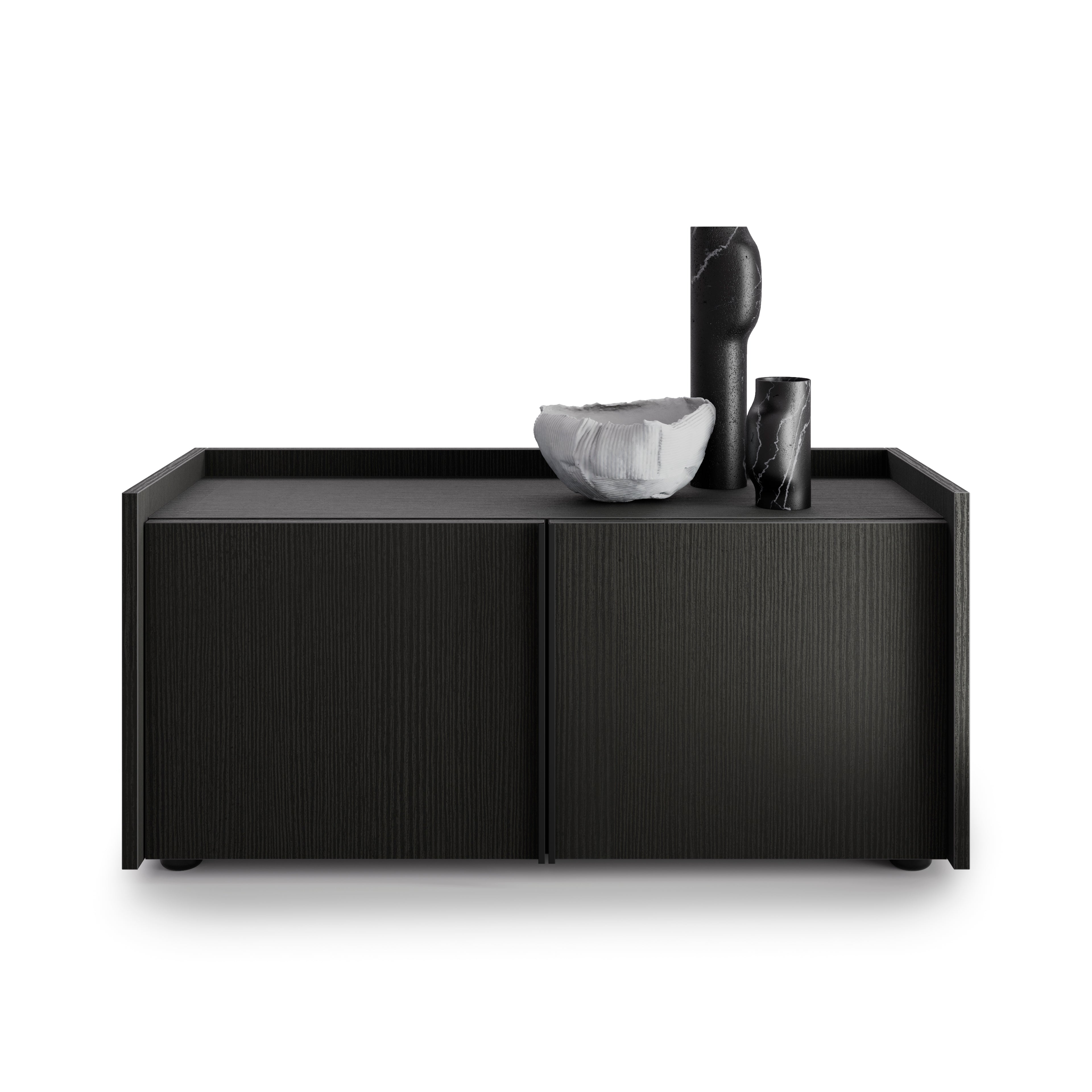 Meuble Bas Romina (93,6x36x44 cm), 2 Portes, Frêne Noir