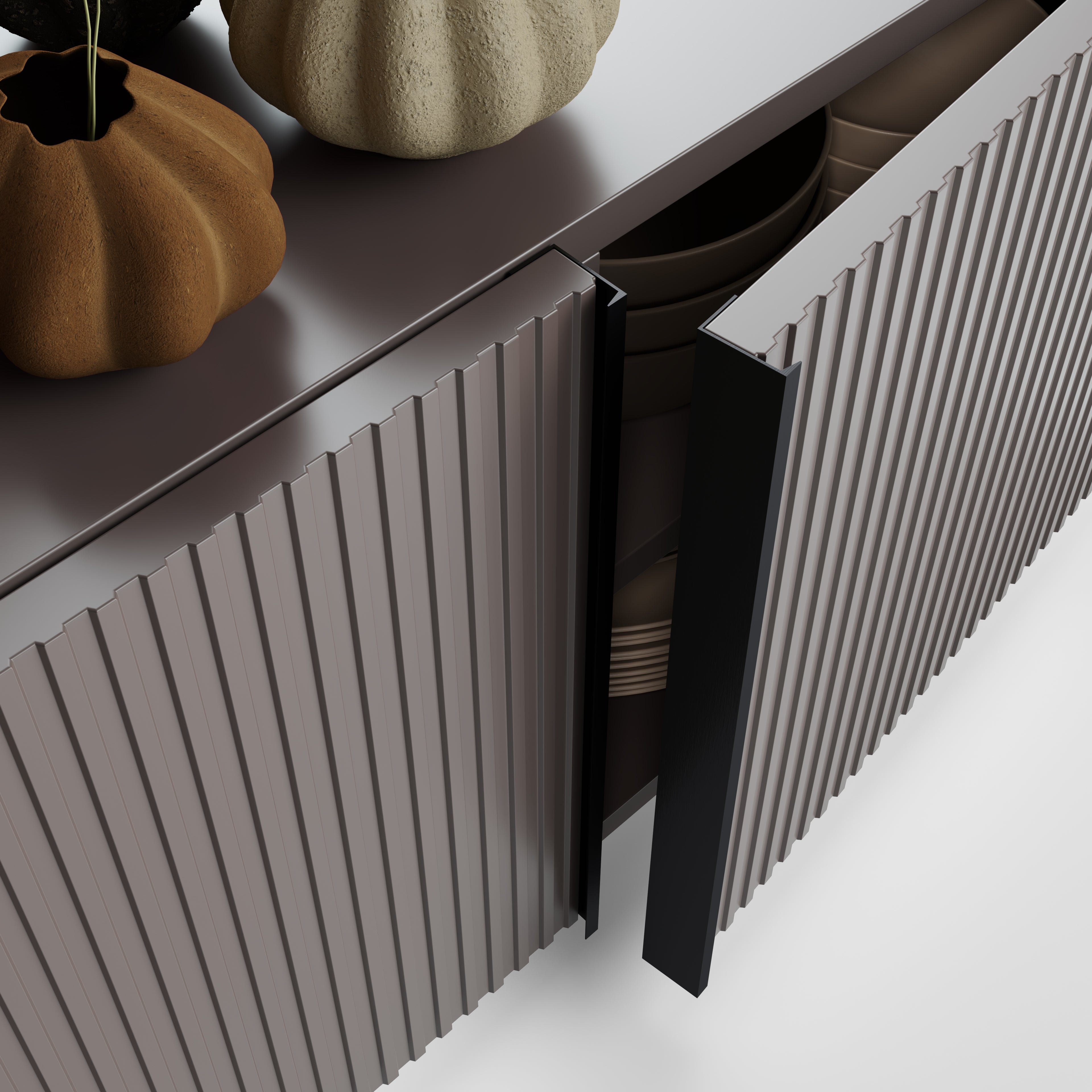 Niedriges gerilltes Sideboard Romina (93,6x36x70 cm), 2 Türen, Kobaltgrau - Detail image 3