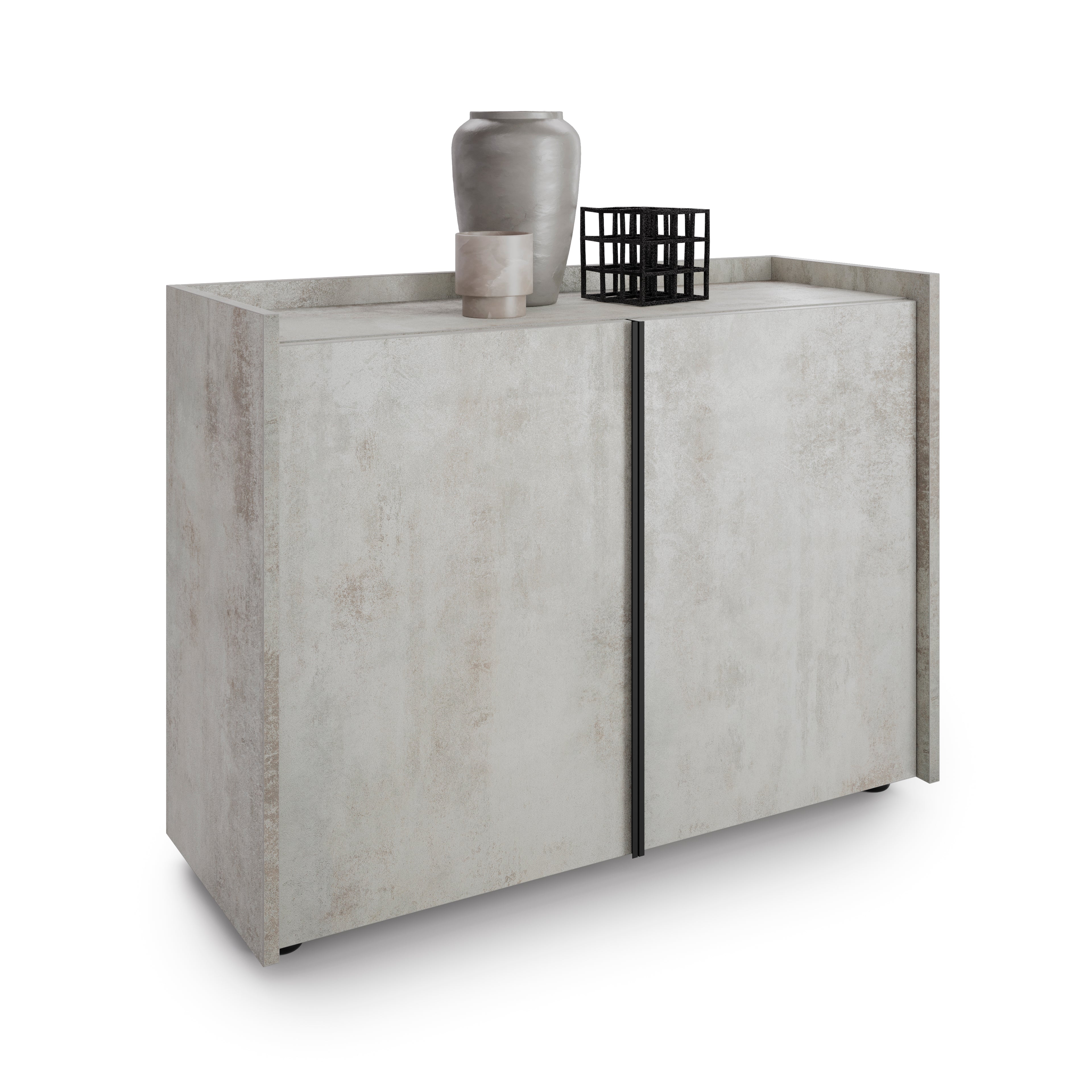 Romina Low Sideboard (36.85x14.17x27.55 in), 2 Doors, Concrete Grey - Detail image 2