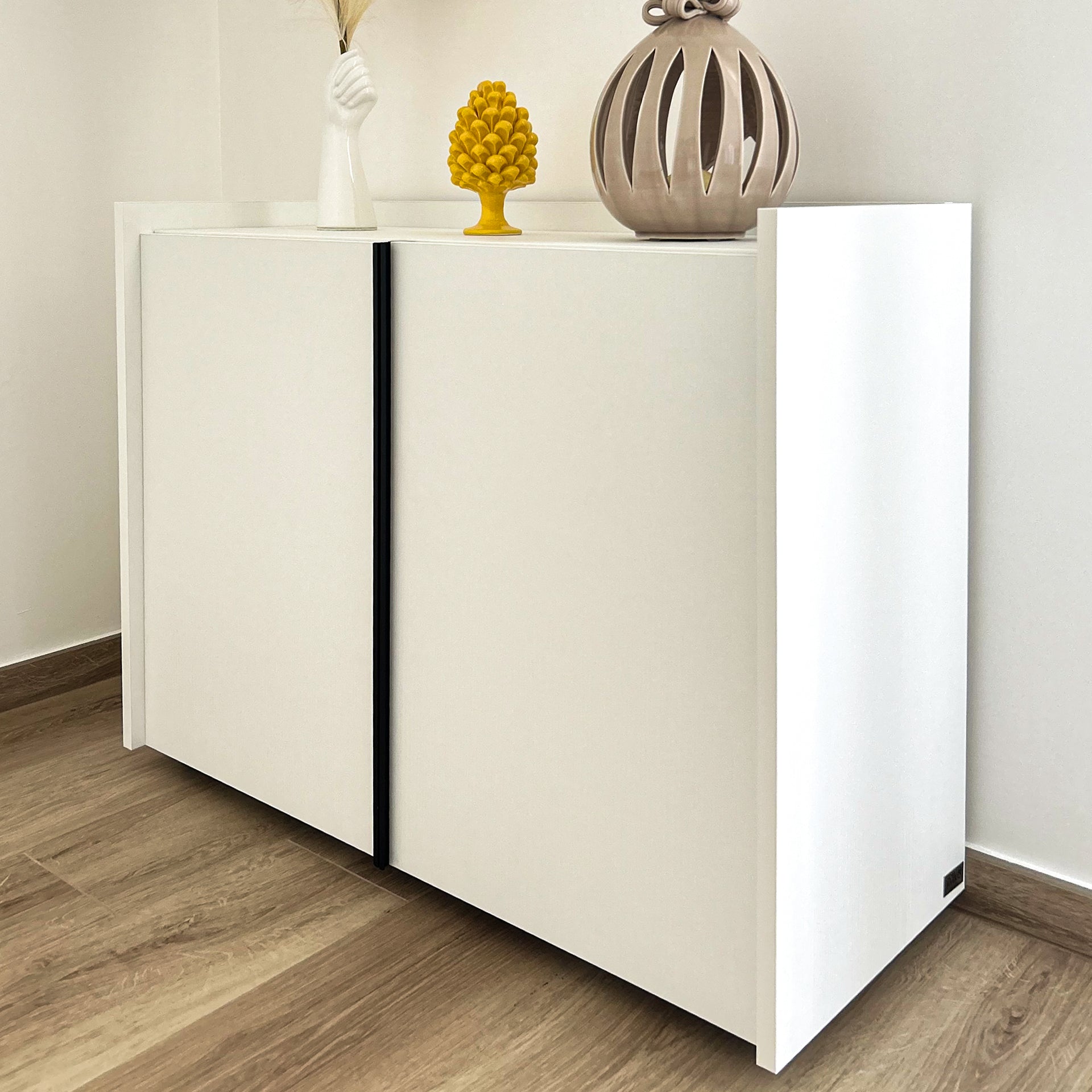 Romina Low Sideboard (36.85x14.17x27.55 in), 2 Doors, Ashwood White - Set image 1