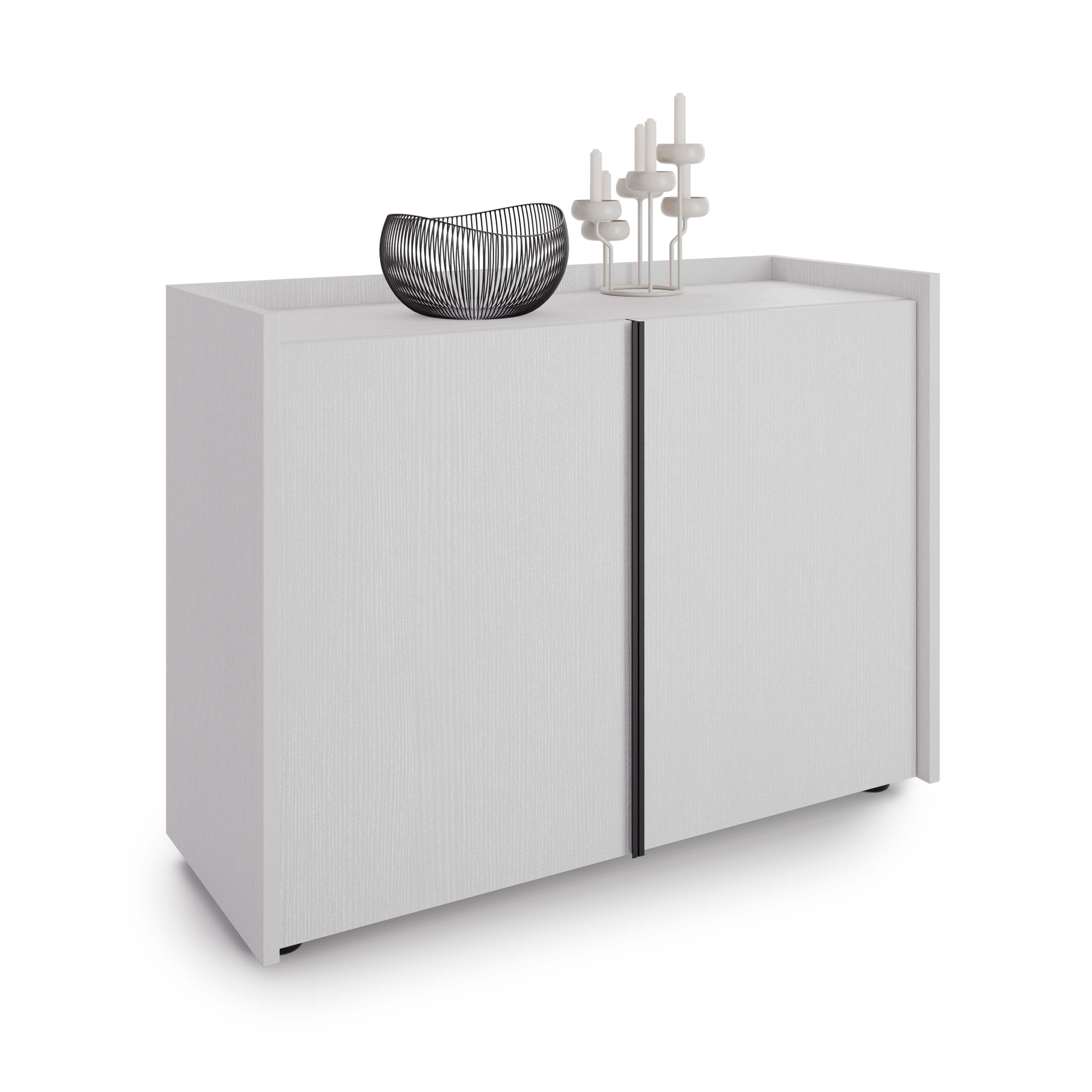 Romina Low Sideboard (36.85x14.17x27.55 in), 2 Doors, Ashwood White - Detail image 2