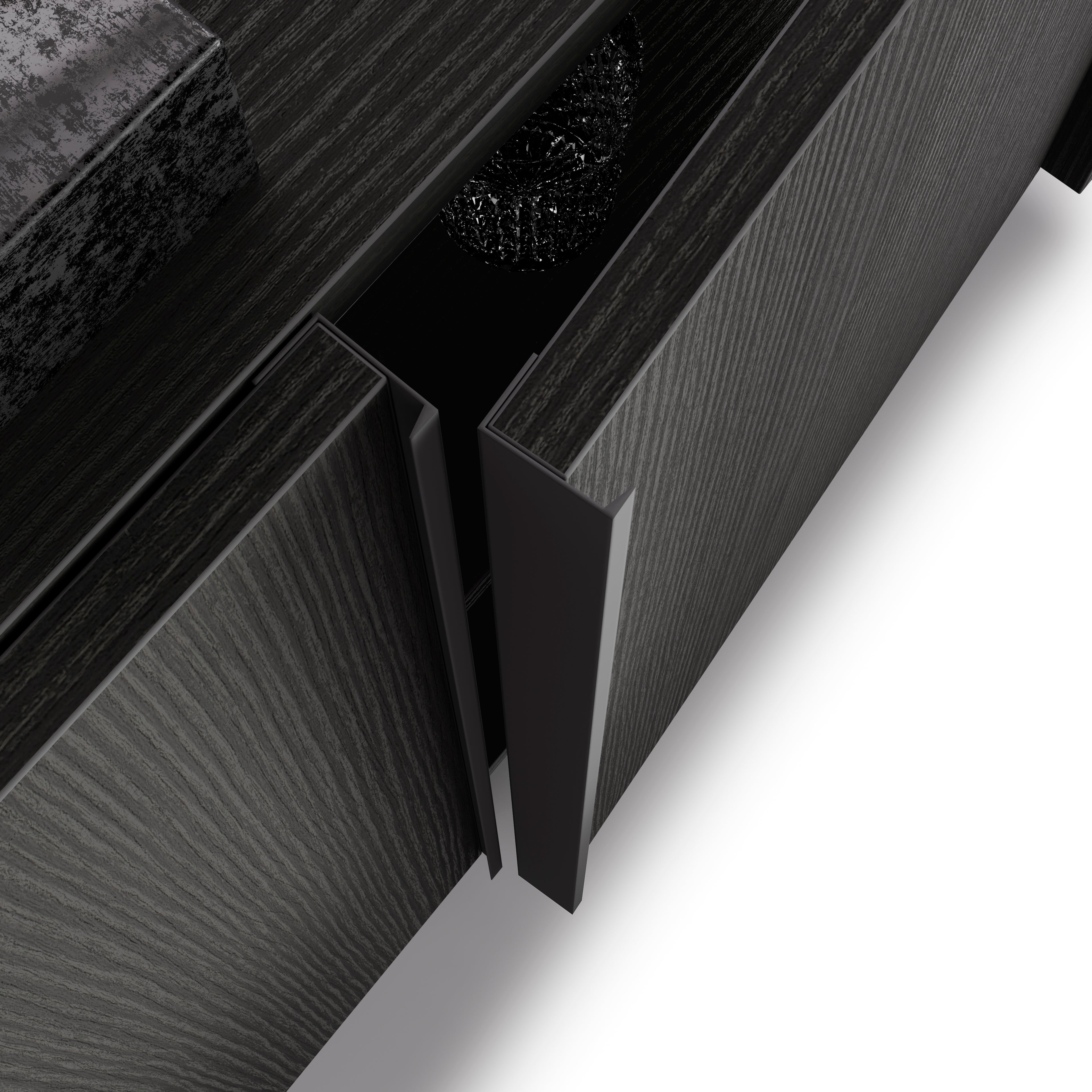 Mobile Basso Romina (93,6x36x70 cm), 2 Ante, Nero Frassino - Immagine dettaglio 2