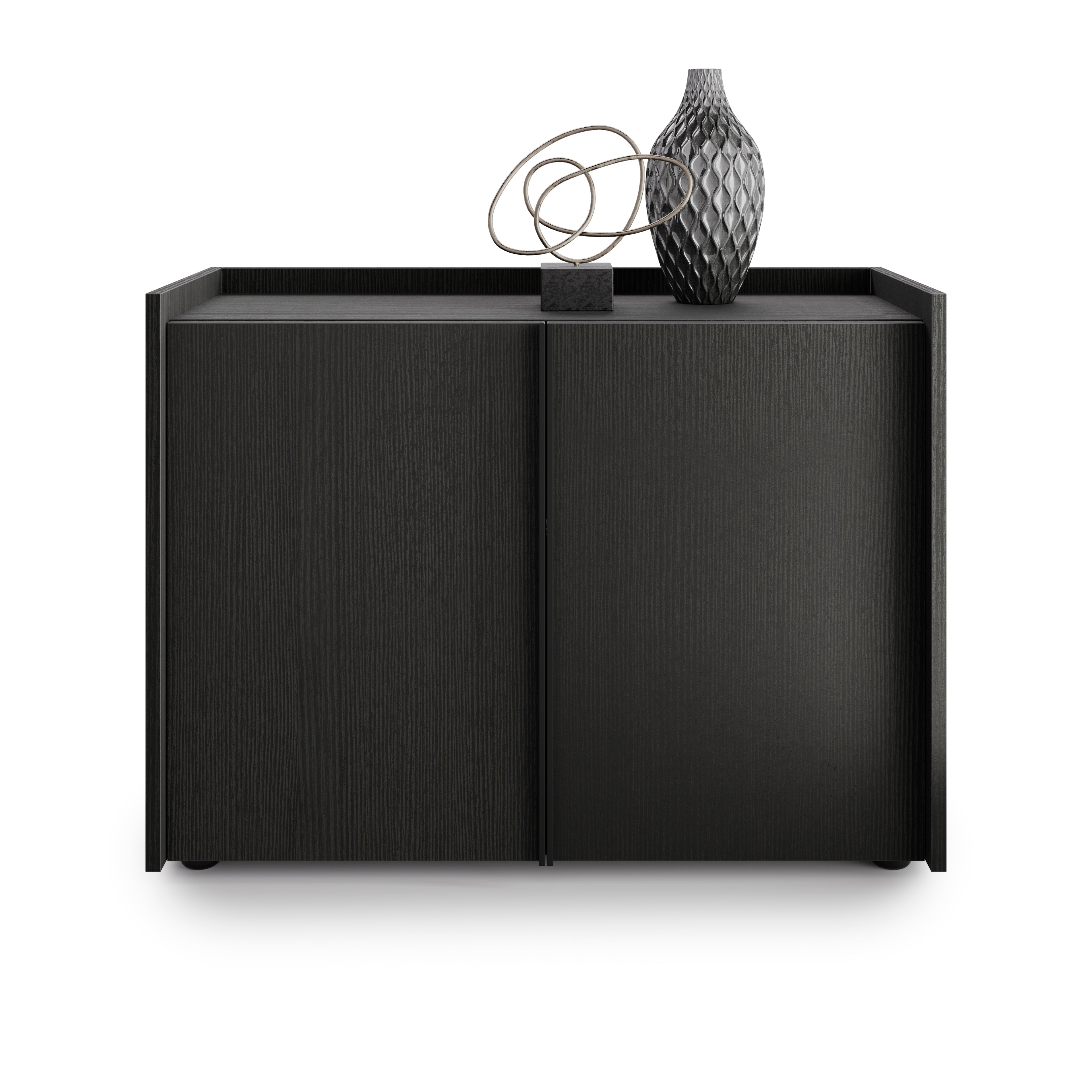 Meuble Bas Romina (93,6x36x70 cm), 2 Portes, Frêne Noir