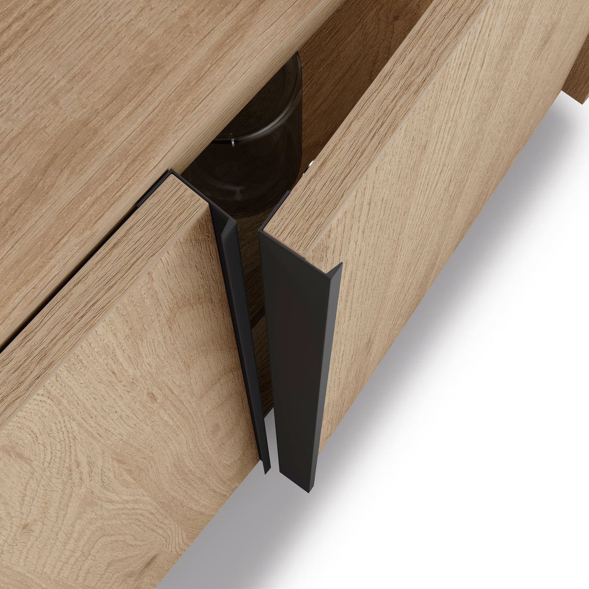 Romina Low Sideboard (273.6x36x70 cm), 4 Doors, Light Oak - Detail image 2