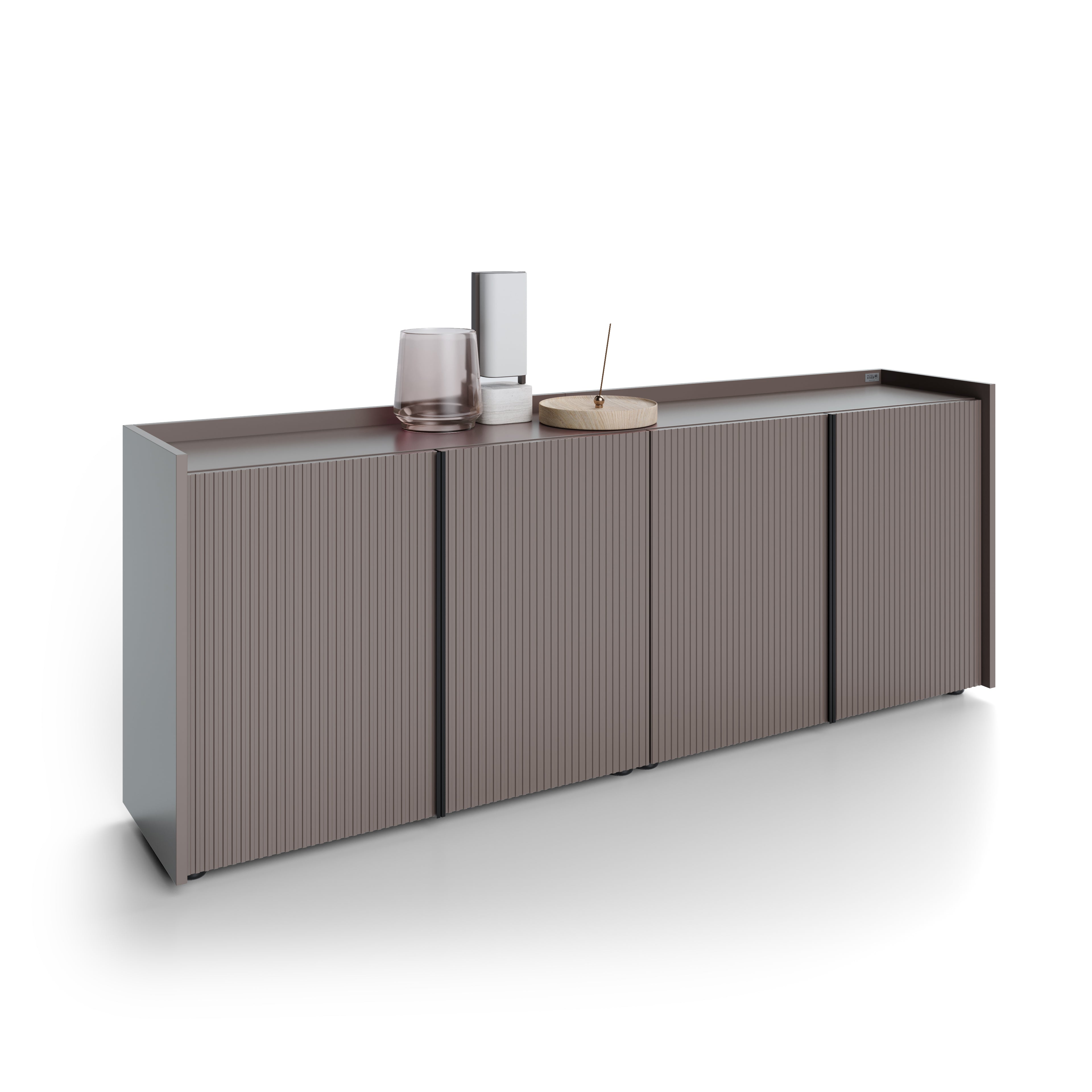 Niedriges gerilltes Sideboard Romina (183,6x36x70 cm), 4 Türen, Kobaltgrau - Detail image 2