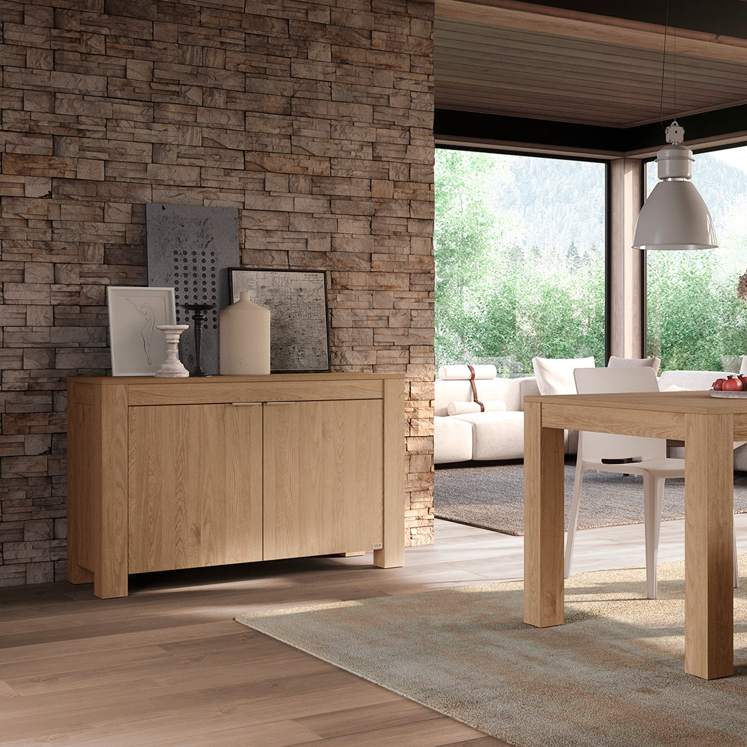 Aparador com 2 portas Rachele (126,5x45x80 cm), Carvalho Natural - Set image 1