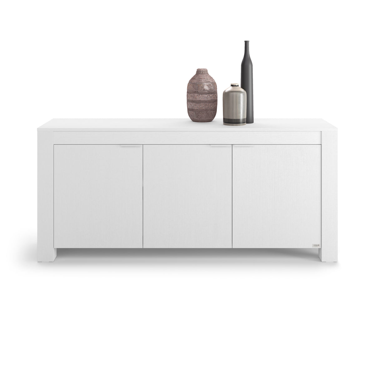 Buffet bas 3 portes Rachele, (180x45x80 cm), Frêne Blanc - Image principale