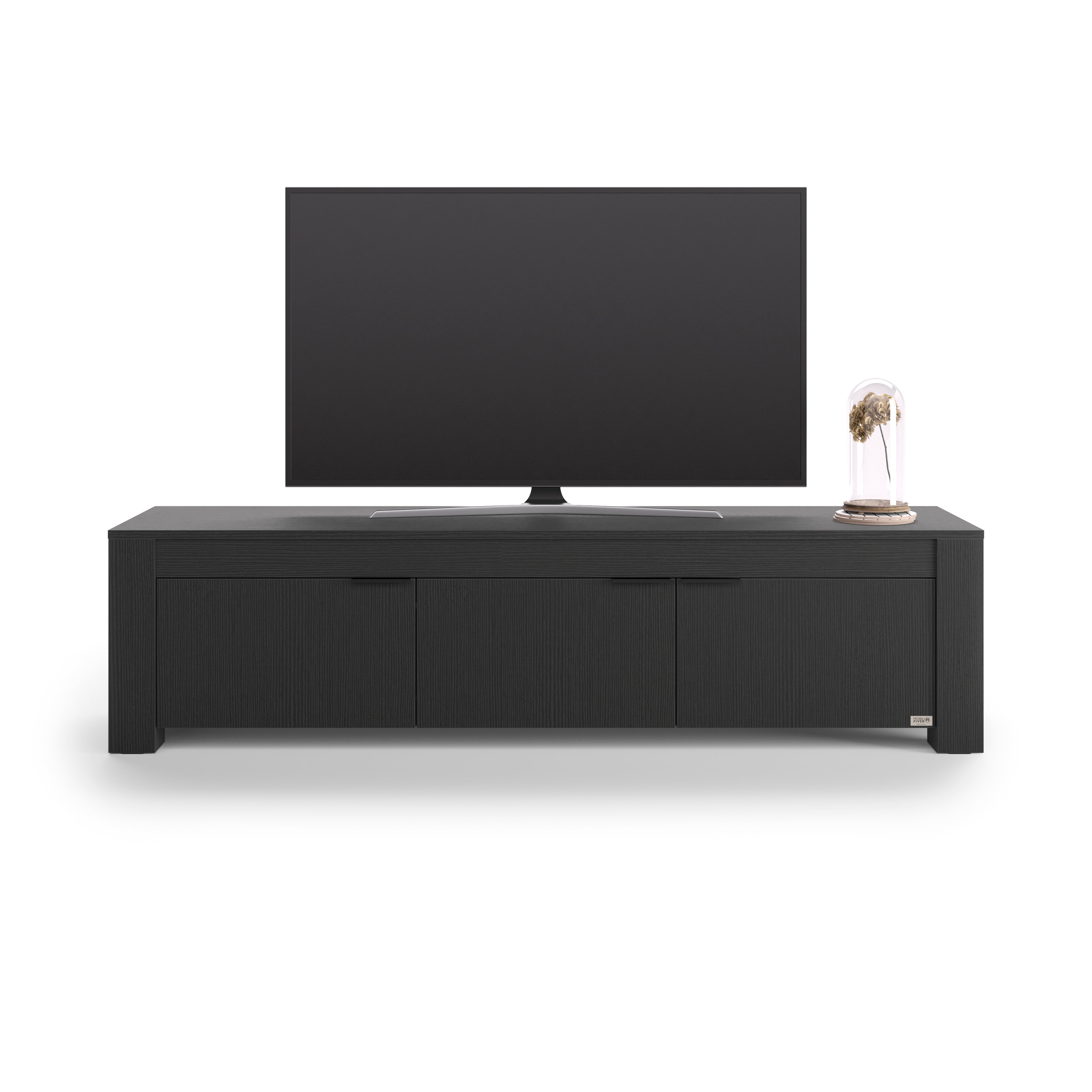 Meuble TV 3 portes Rachele, (180x45x45,8 cm), Frêne Noir