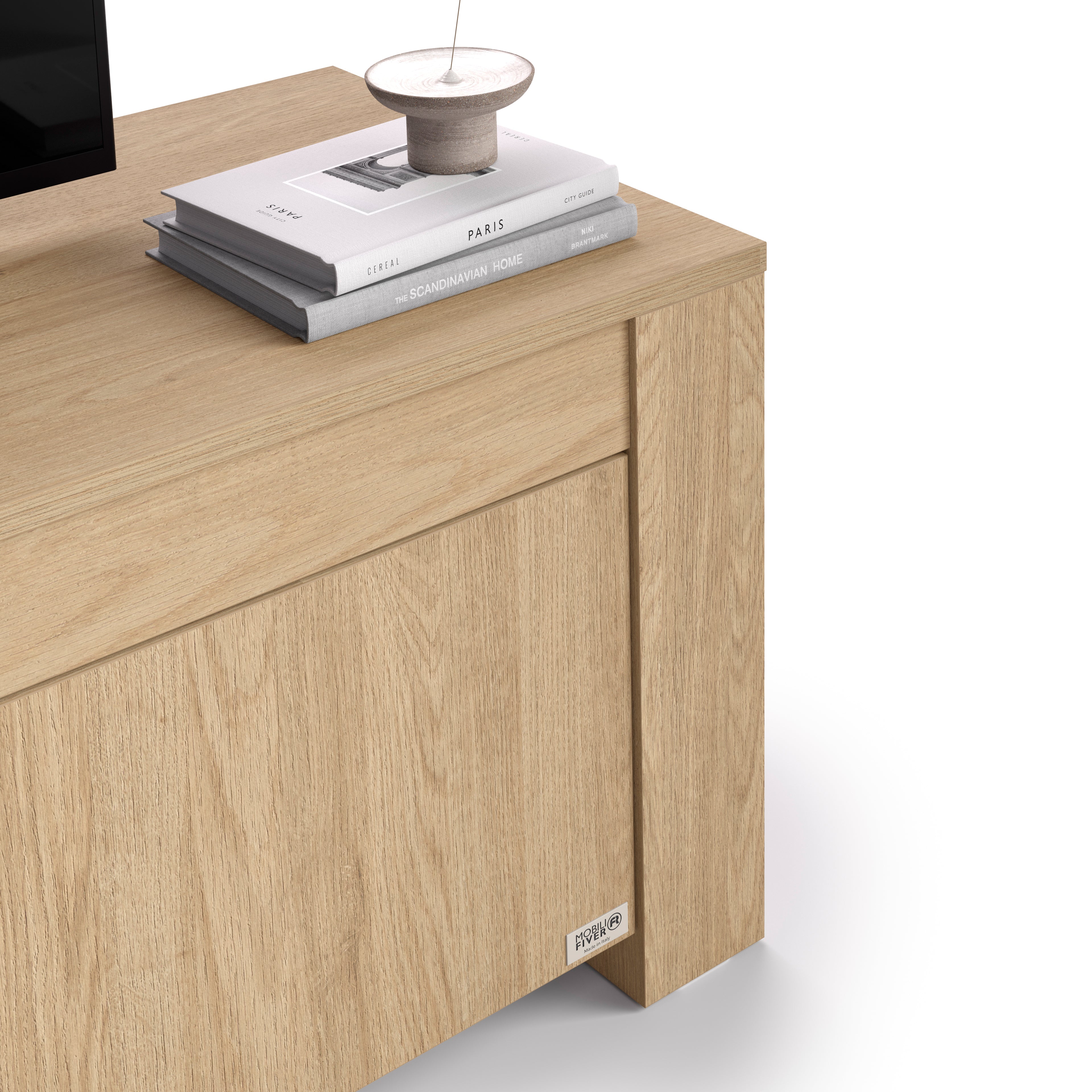 TV Stand with Open Shelf and 2 Doors Rachele, (180x45x45,8 cm), Light Oak - Detail image 3