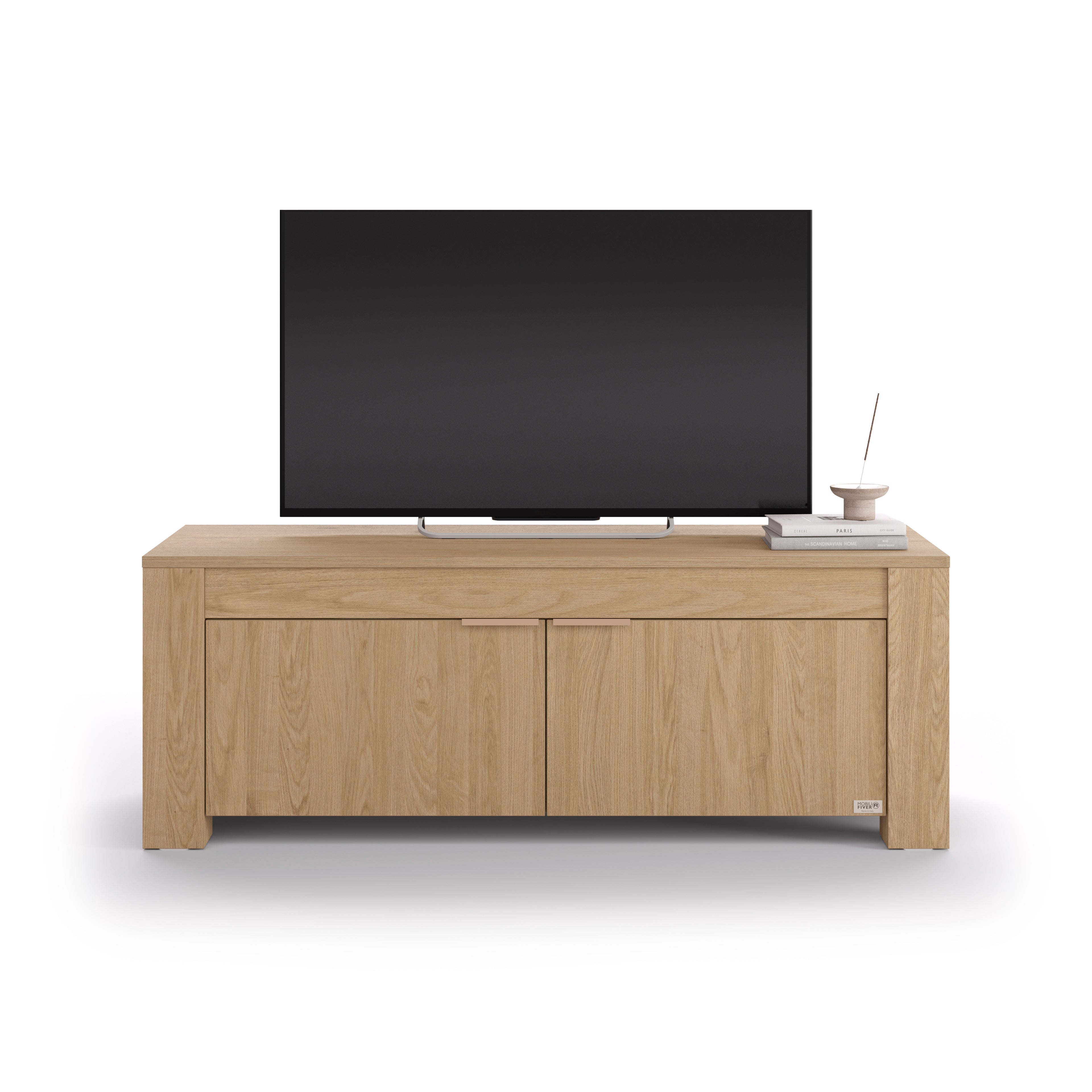 TV Stand with 2 Doors Rachele, (50x18x18 in), Light Oak - Main image