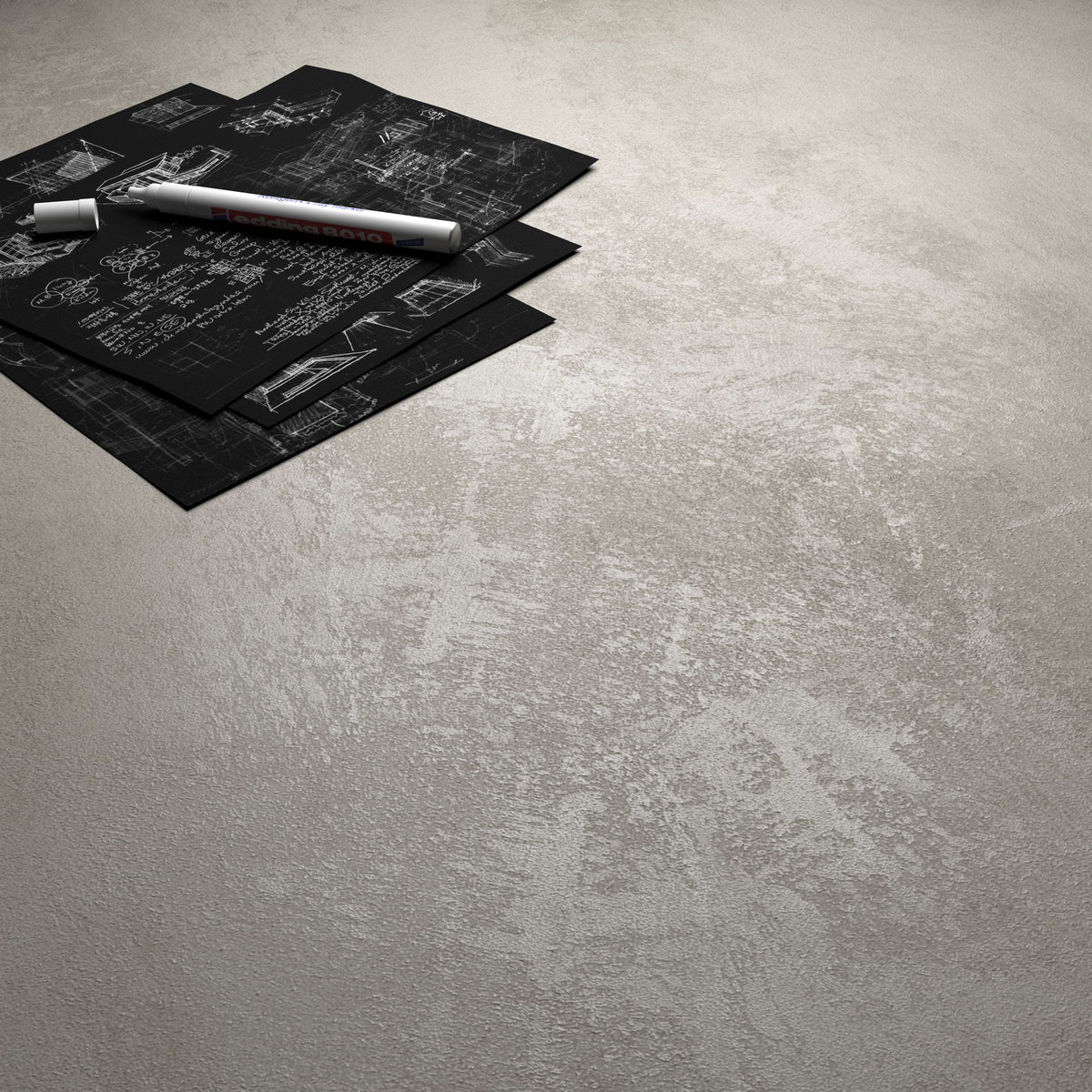 Lia extendable table 160(240)x90 cm, Concrete grey effect with extra clear glass legs - Finish Image 1