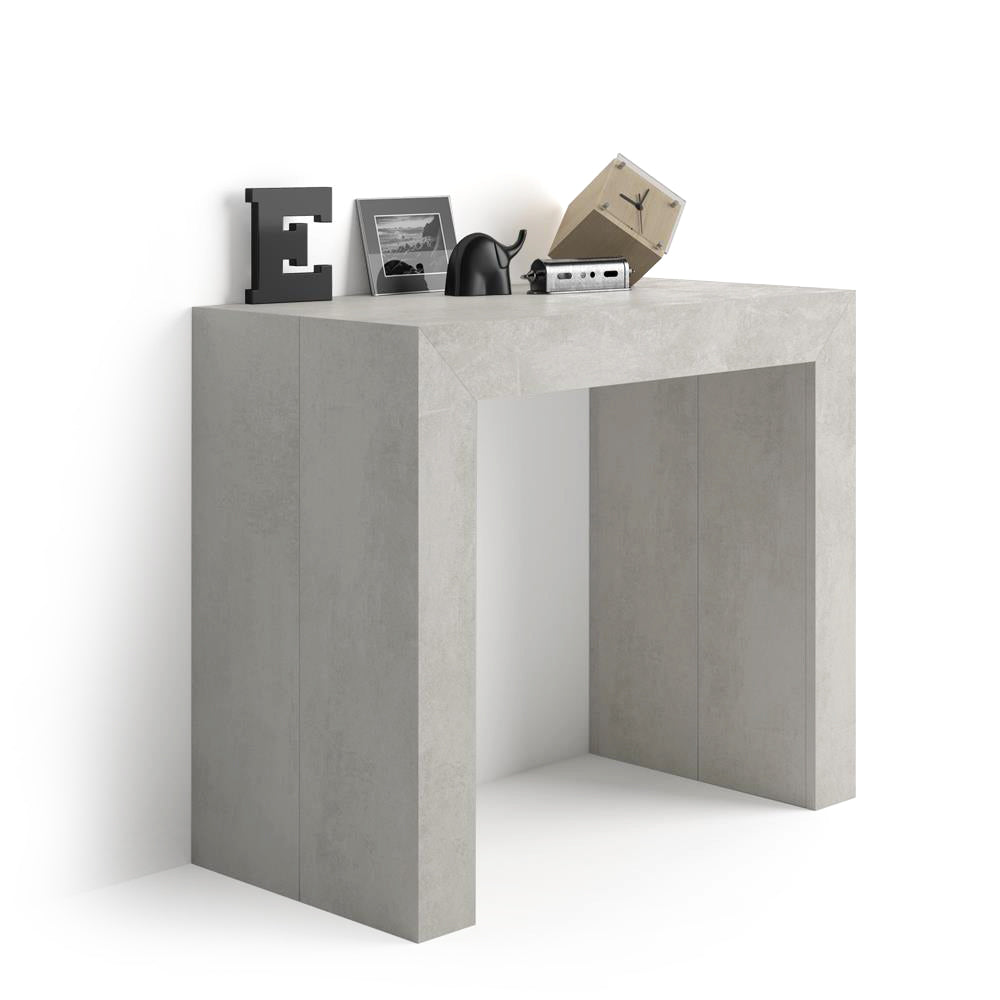 Table Console extensible Angelica,45(305)x90 cm, Gris Béton