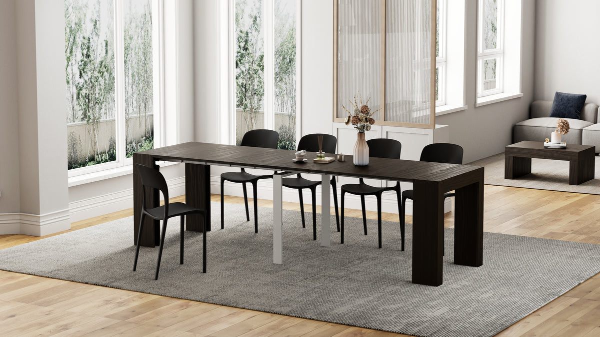 Angelica Extendable Console Table, 17.7(120.1)x35.4 in, Dark Walnut - Set image 1