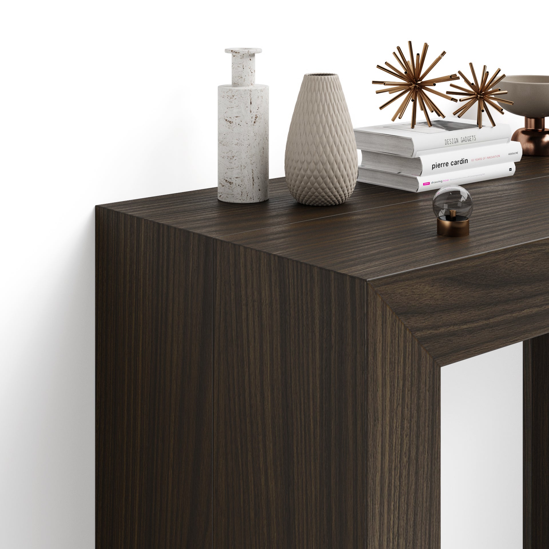 Angelica Extendable Console Table, 17.7(120.1)x35.4 in, Dark Walnut - Detail image 2