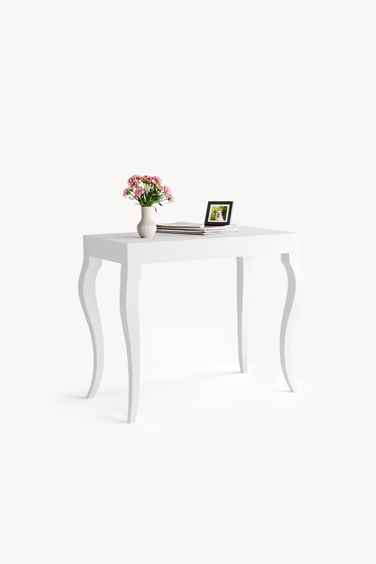Classico, Extendable Console Table, 45(310)x80 cm, Matte White - Detail image 1