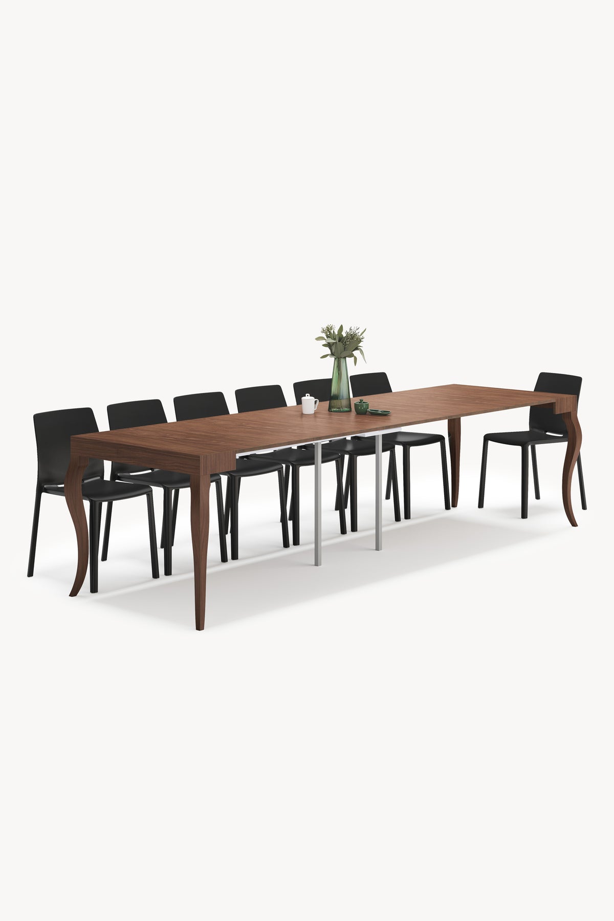 Mesa Consola Extensível, Classico, 45(310)x80 cm, Nogueira Canaletto